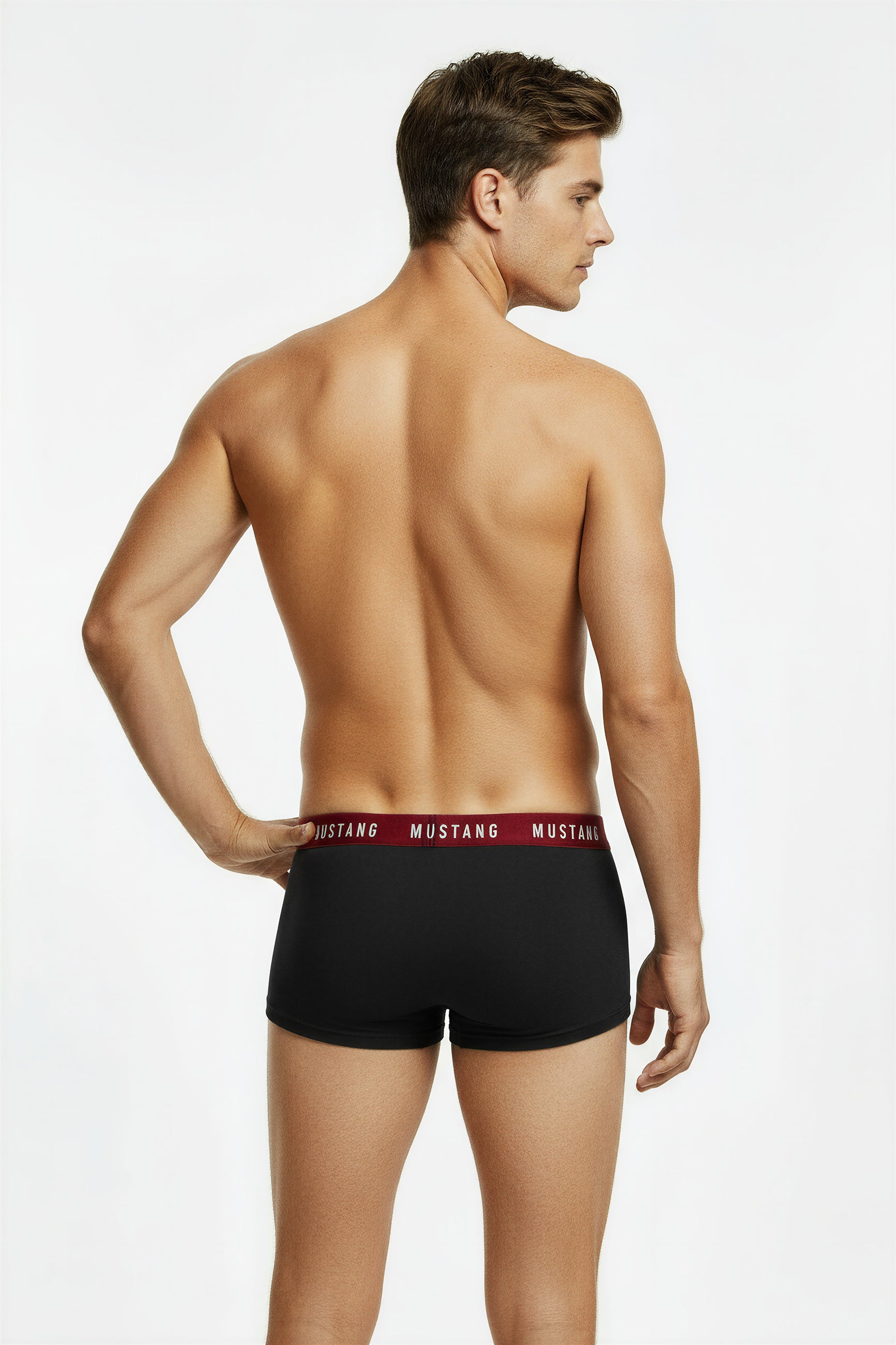 Herren Boxershorts von Mustang Retropants 3er-Pack Schwarz/Letterprint/Anthrazit