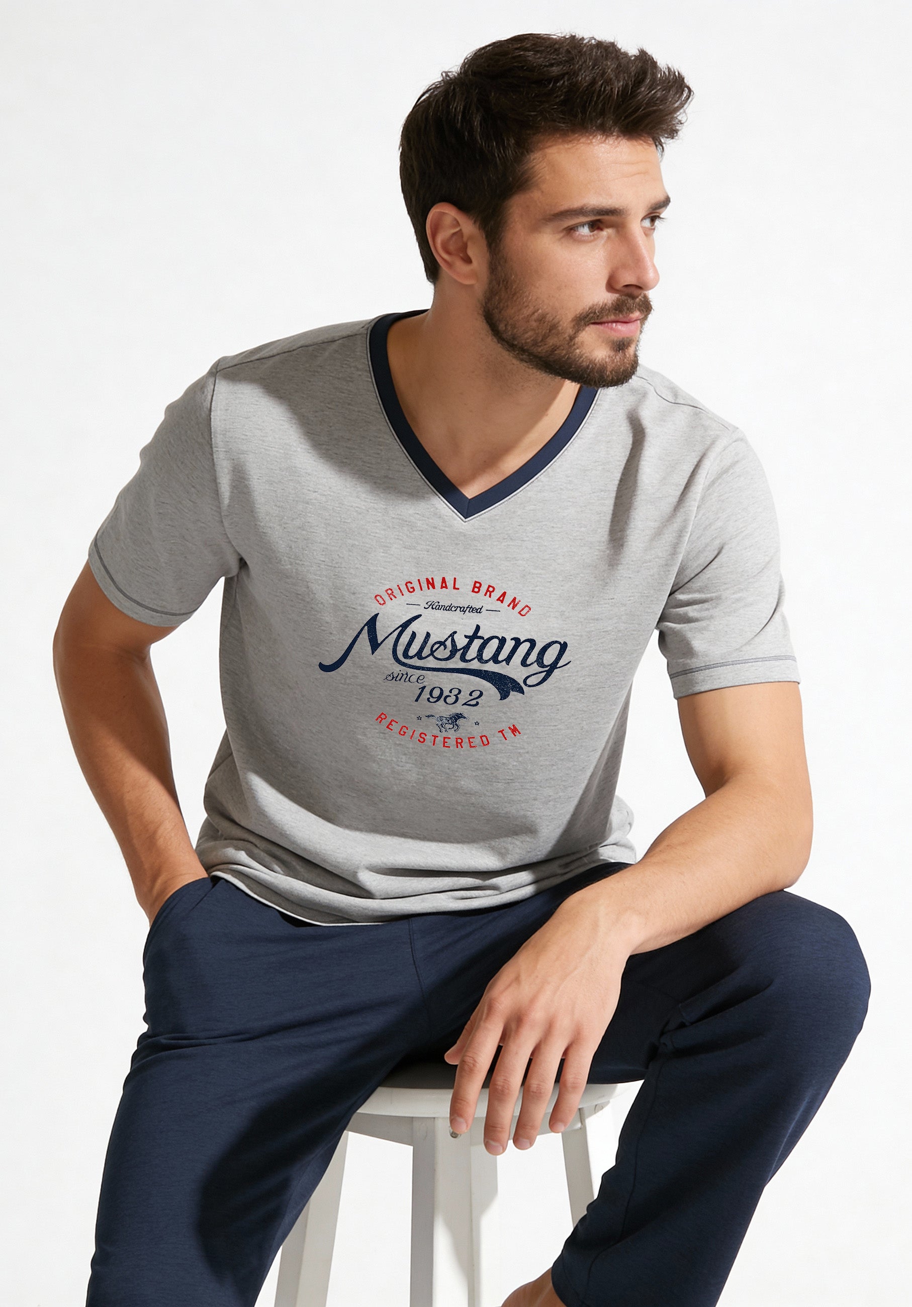 Mustang Short Set Schlafanzug Nachtwäsche Pyjama OEKO-TEX STANDARD 100 für Männer