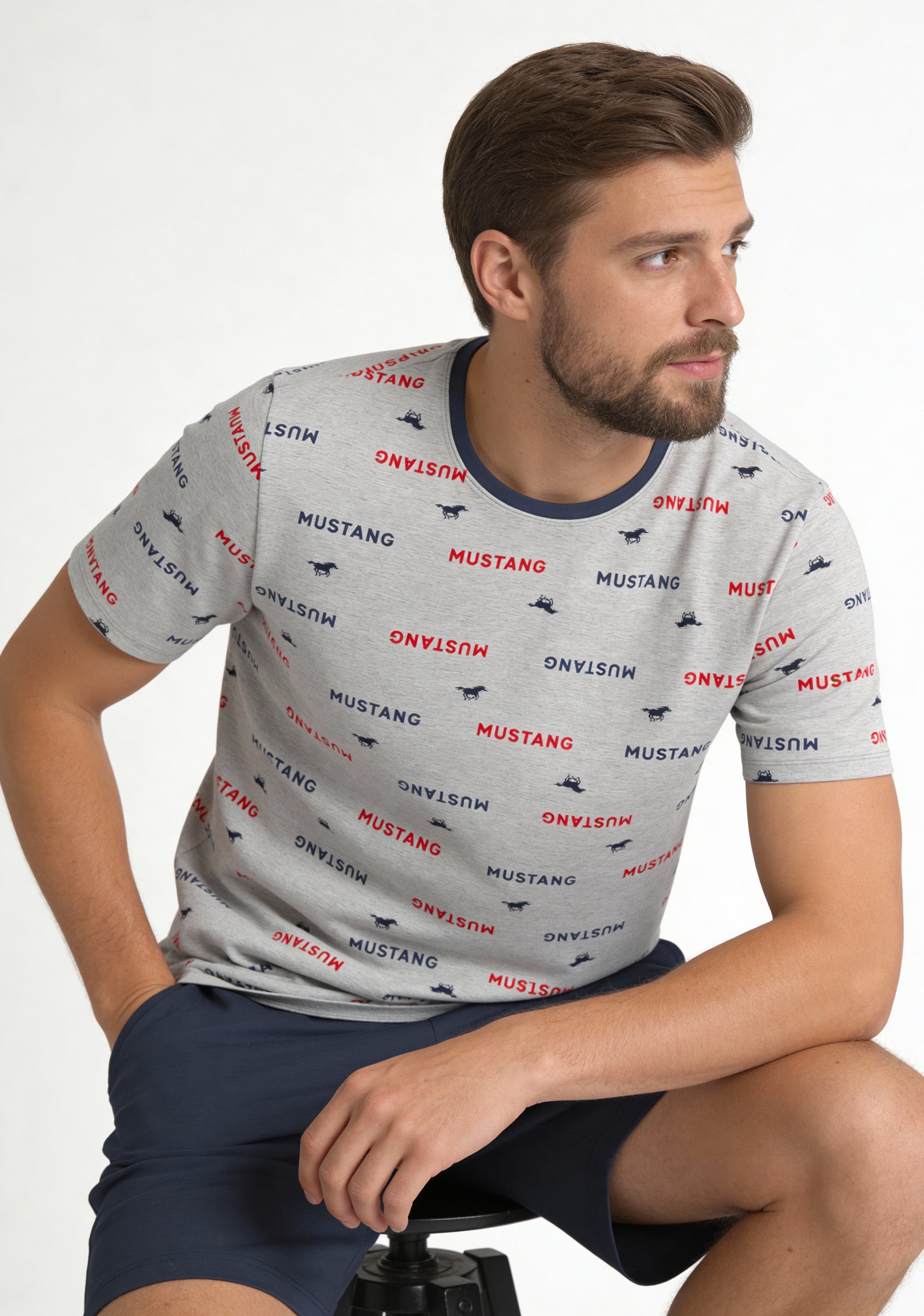 Mustang Short Set Schlafanzug Nachtwäsche Pyjama OEKO-TEX STANDARD 100 für Männer