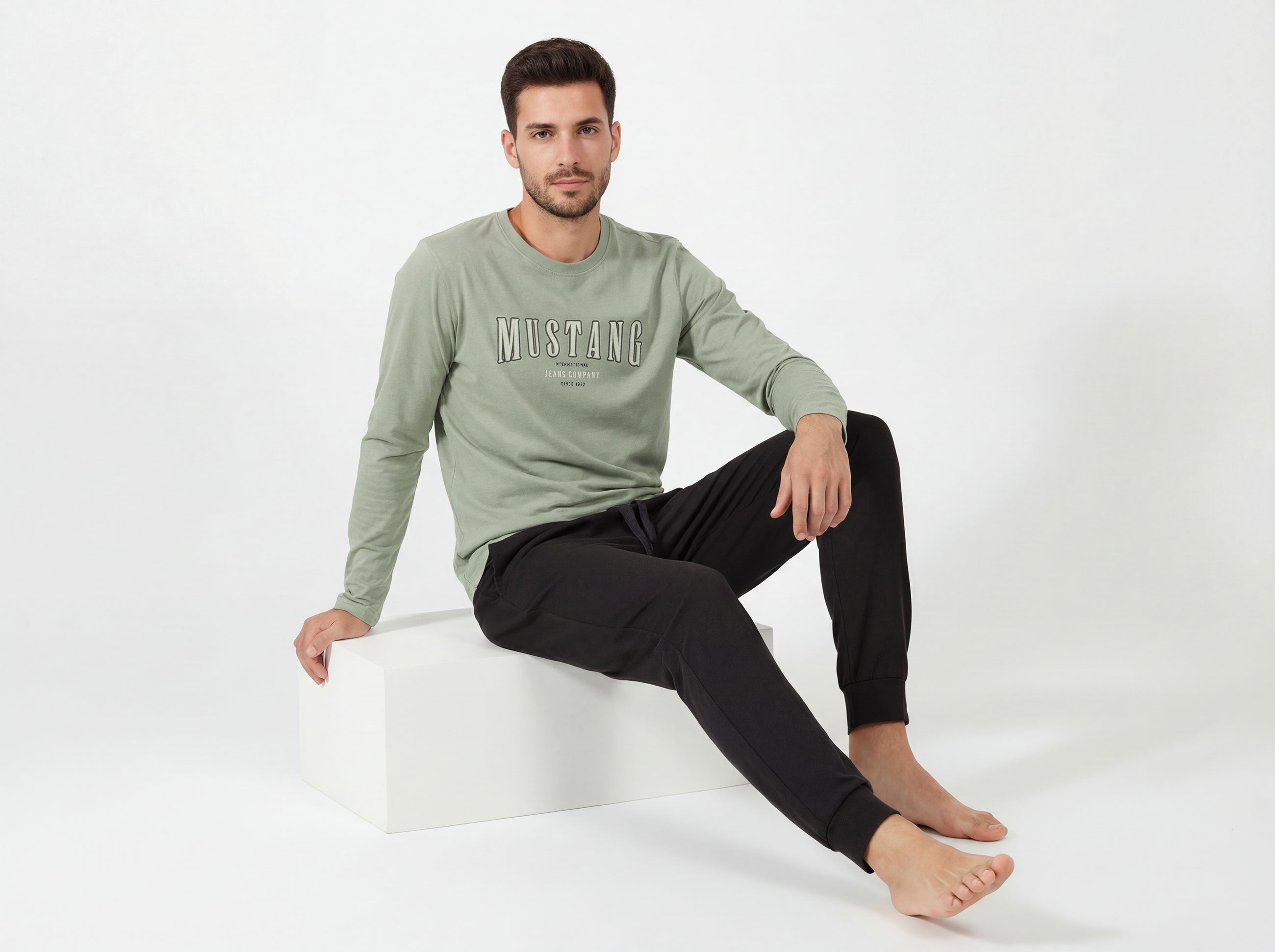 Pyjama Schlafanzug Set KIRK von MUSTANG - green/black - langarm / lange Hose - OEKO TEX STANDARD 100