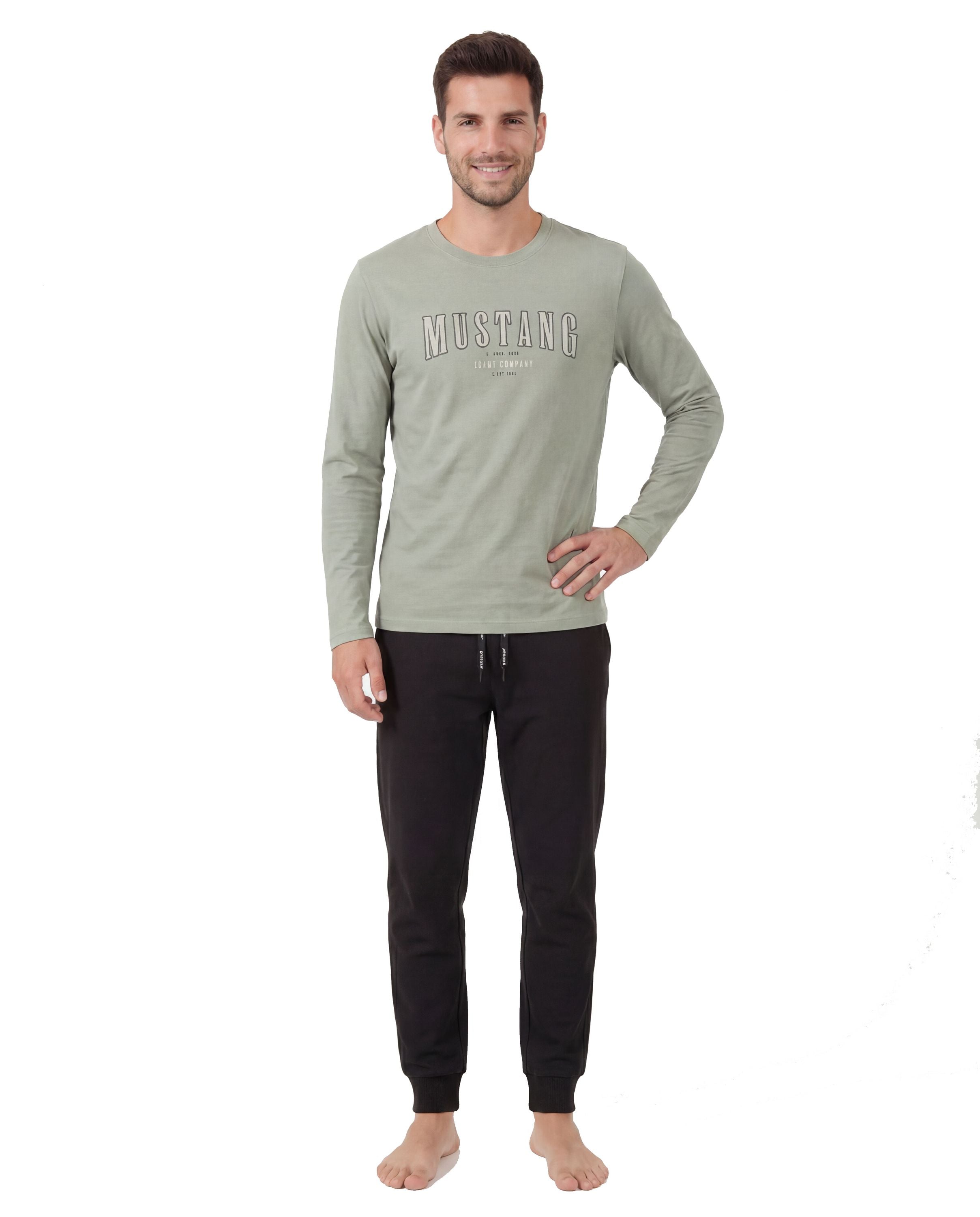 Pyjama Schlafanzug Set KIRK von MUSTANG - green/black - langarm / lange Hose - OEKO TEX STANDARD 100