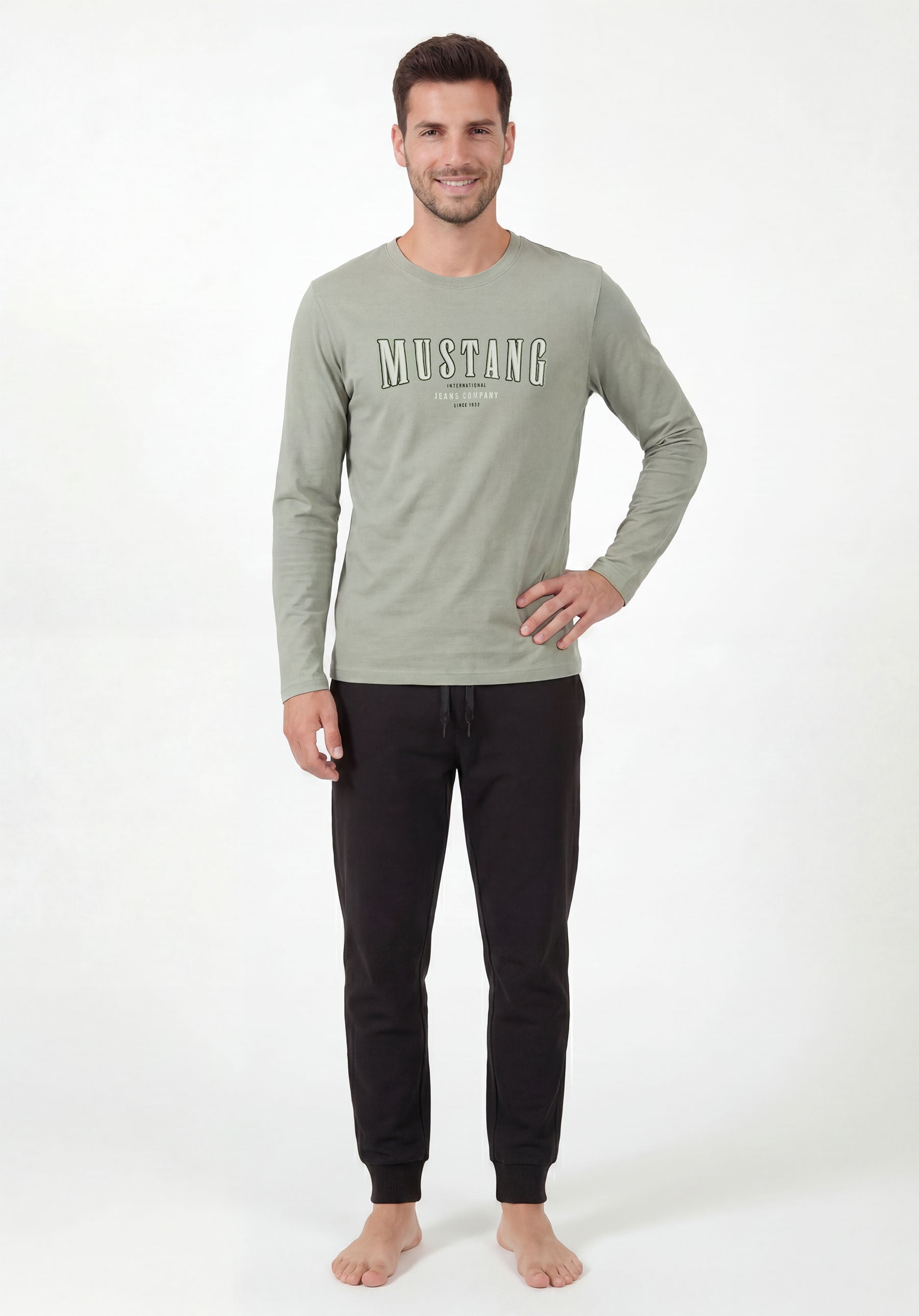Pyjama Schlafanzug Set KIRK von MUSTANG - green/black - langarm / lange Hose - OEKO TEX STANDARD 100