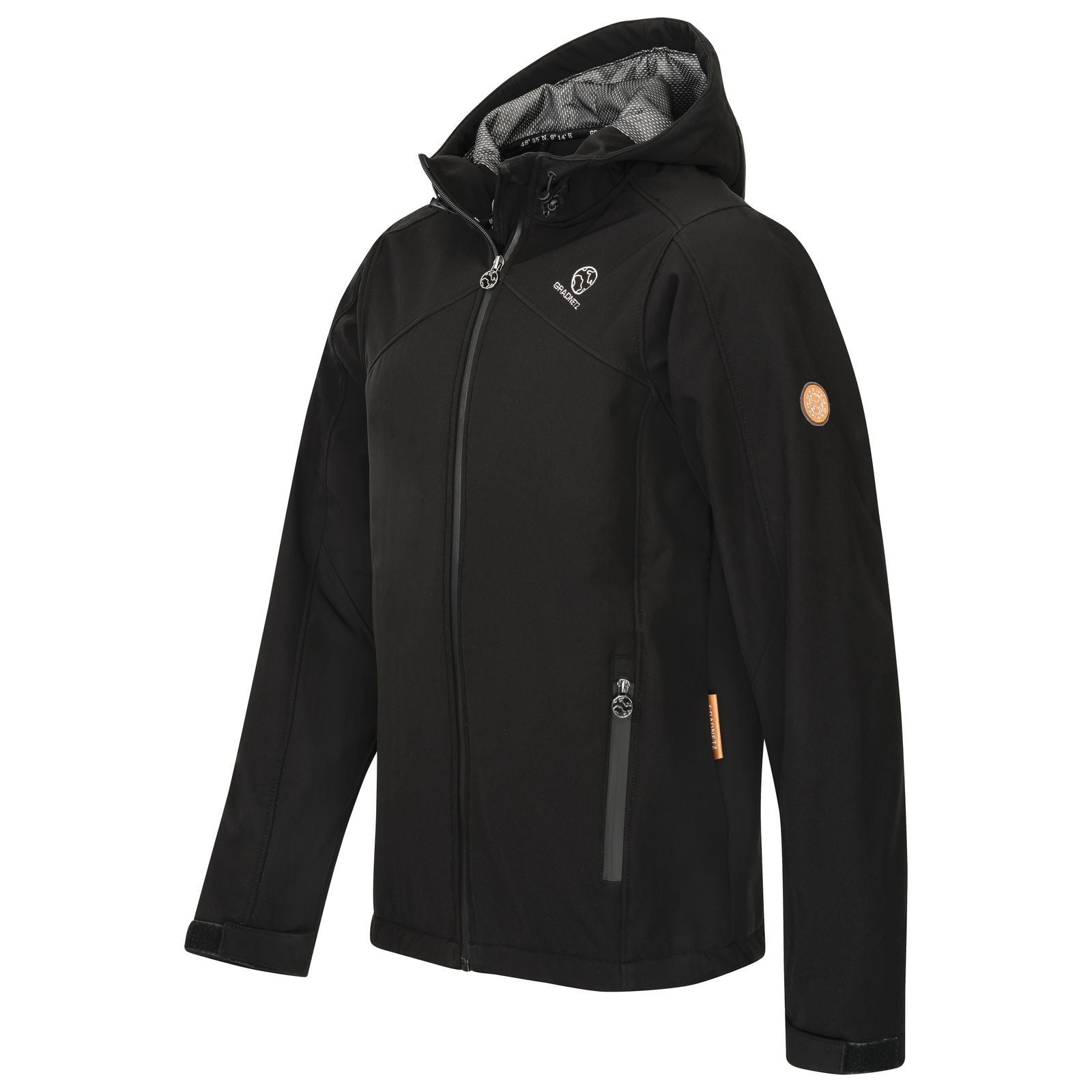 GRADNETZ atmungsaktive Outdoor Softshelljacke mit Kapuze schwarz