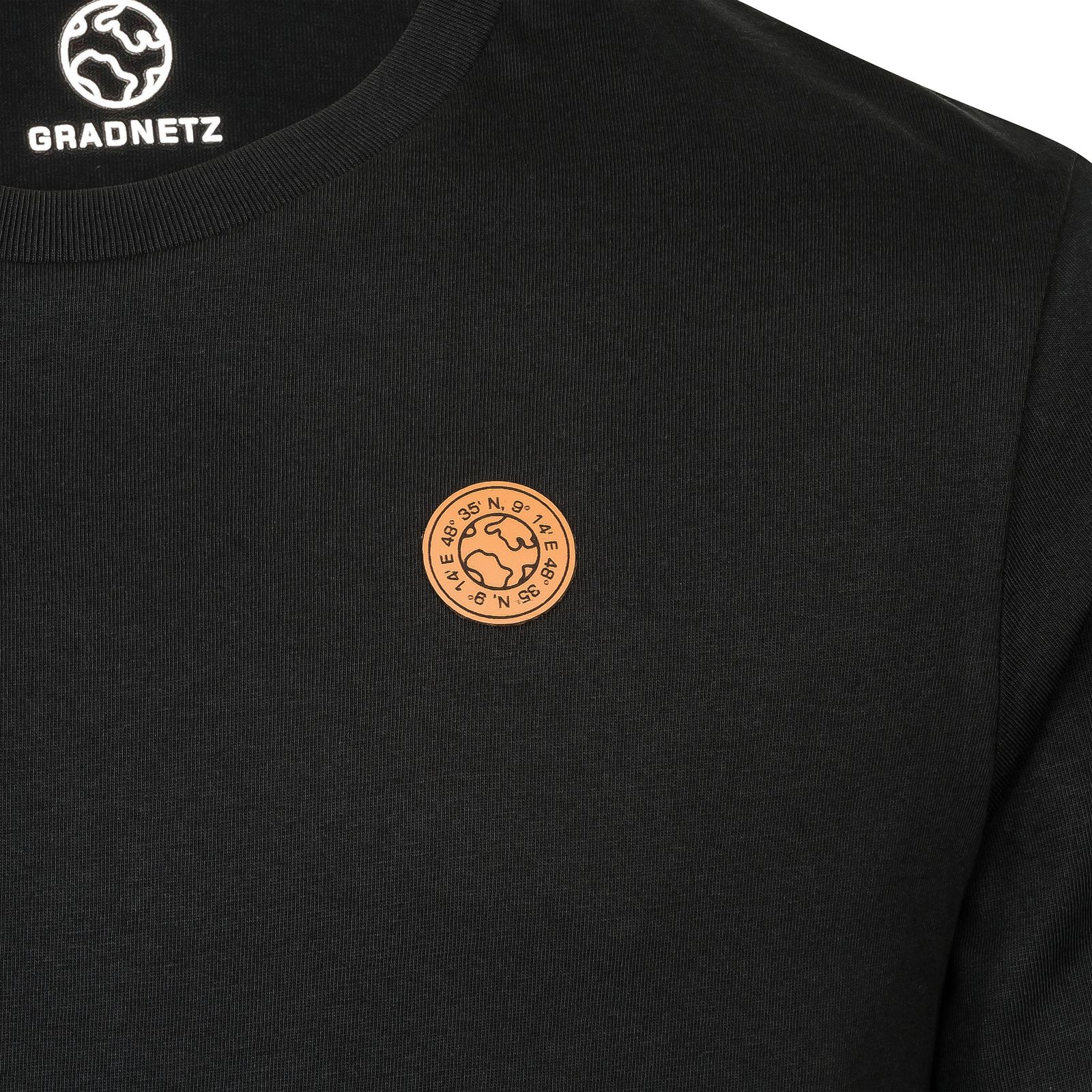 T-Shirt uni aus 100% Biobaumwolle mit Lederpatch fair produziert der Marke GRADNETZ