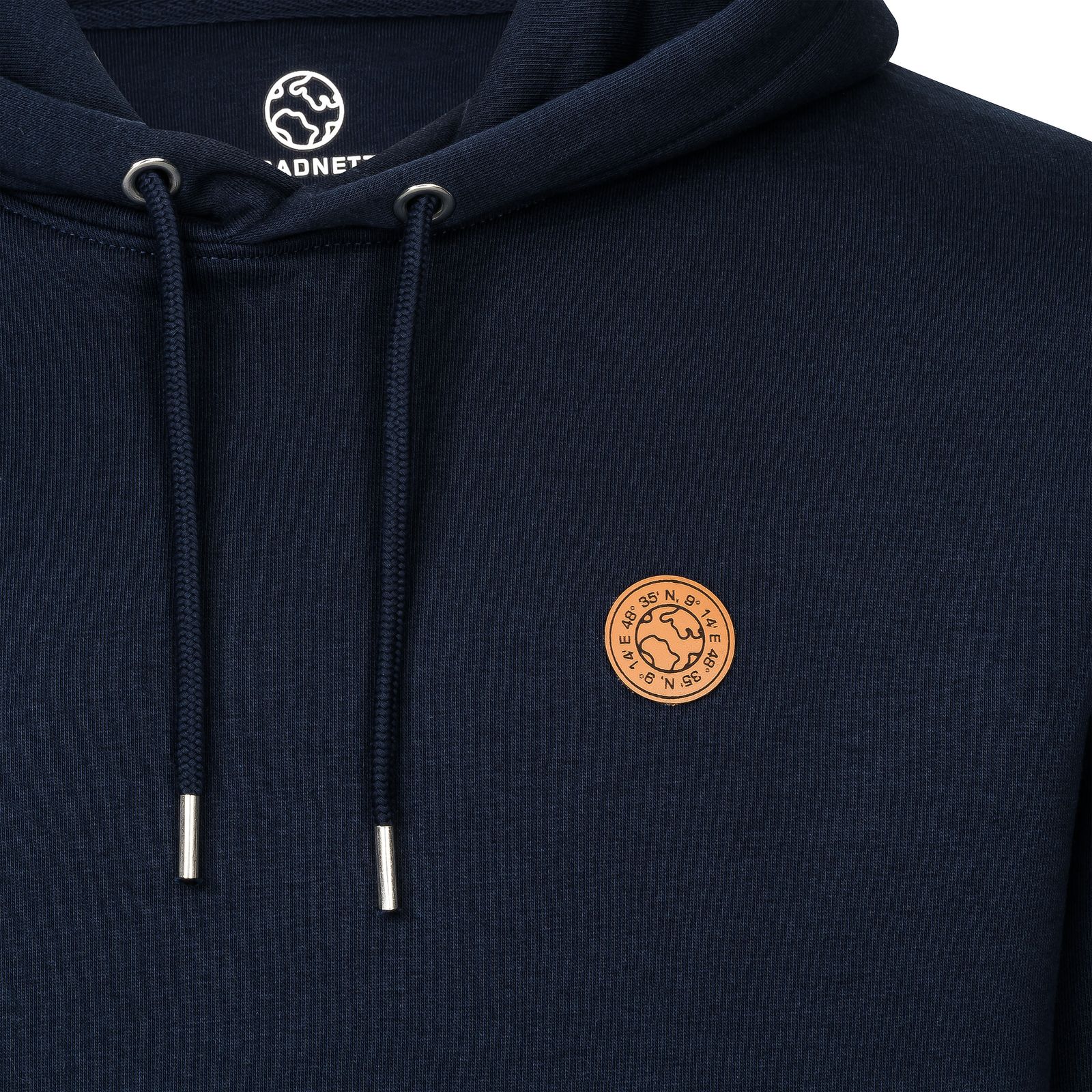 Hoodie unisex mit Kapuze und Lederpatch aus Biobaumwolle fair produziert der Marke GRADNETZ