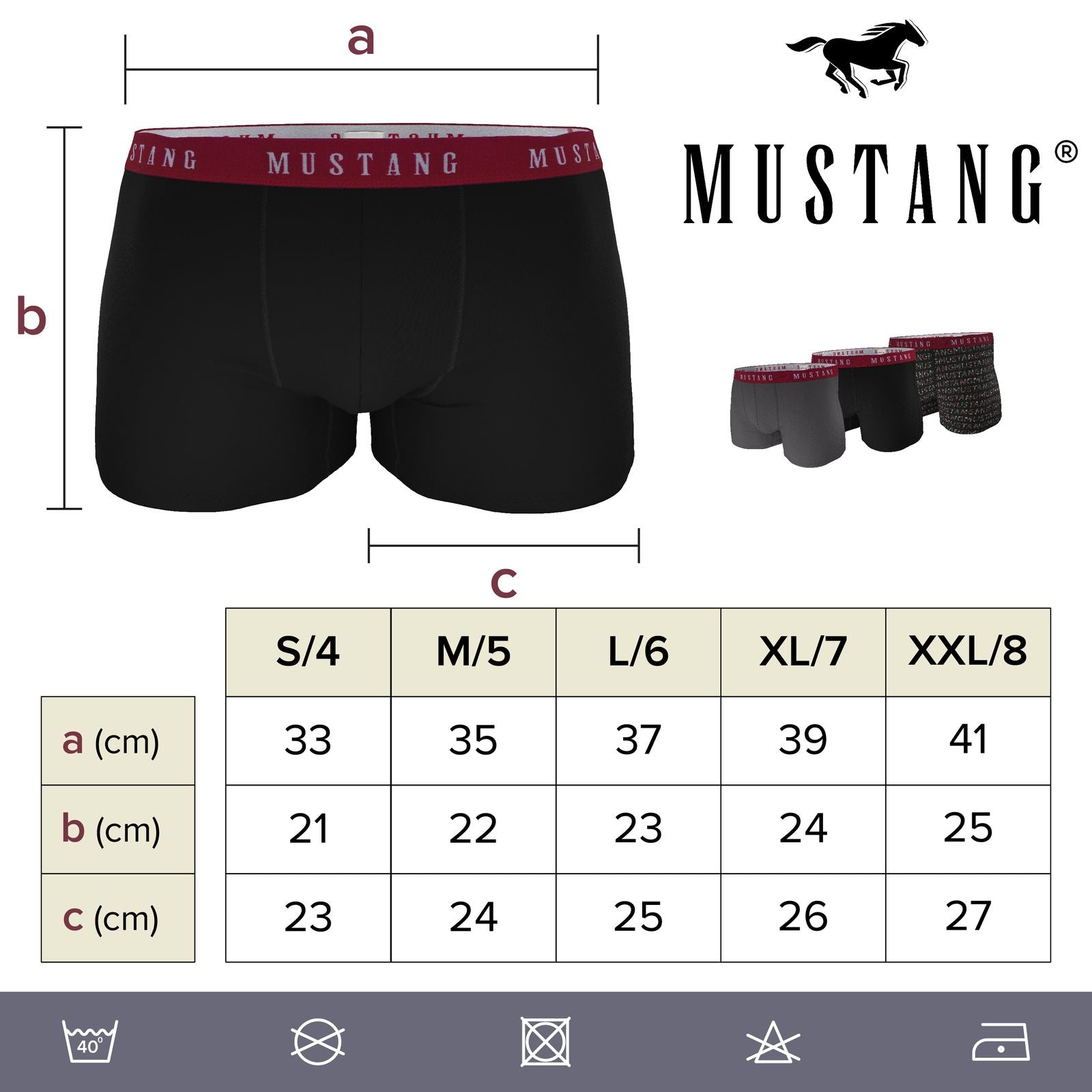 Herren Boxershorts von Mustang Retropants 3er-Pack Schwarz/Letterprint/Anthrazit