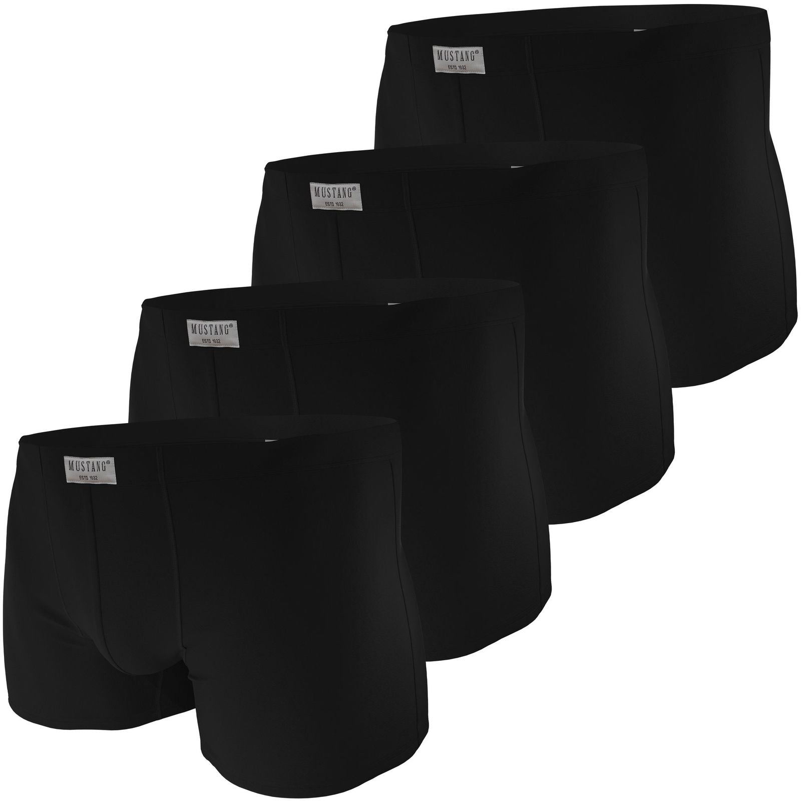 Herren Boxershorts schwarz von Mustang Retropants im 4er Vorteilspack