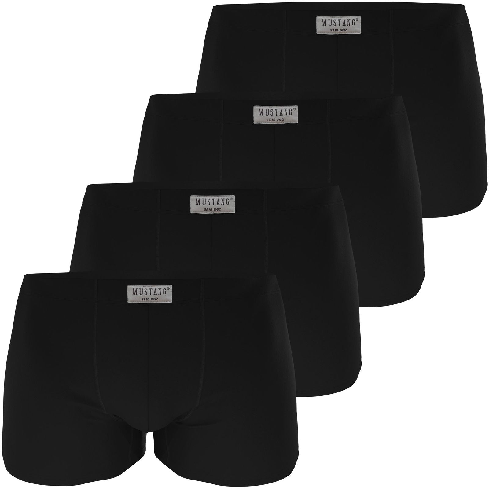 Herren Boxershorts schwarz von Mustang Retropants im 4er Vorteilspack