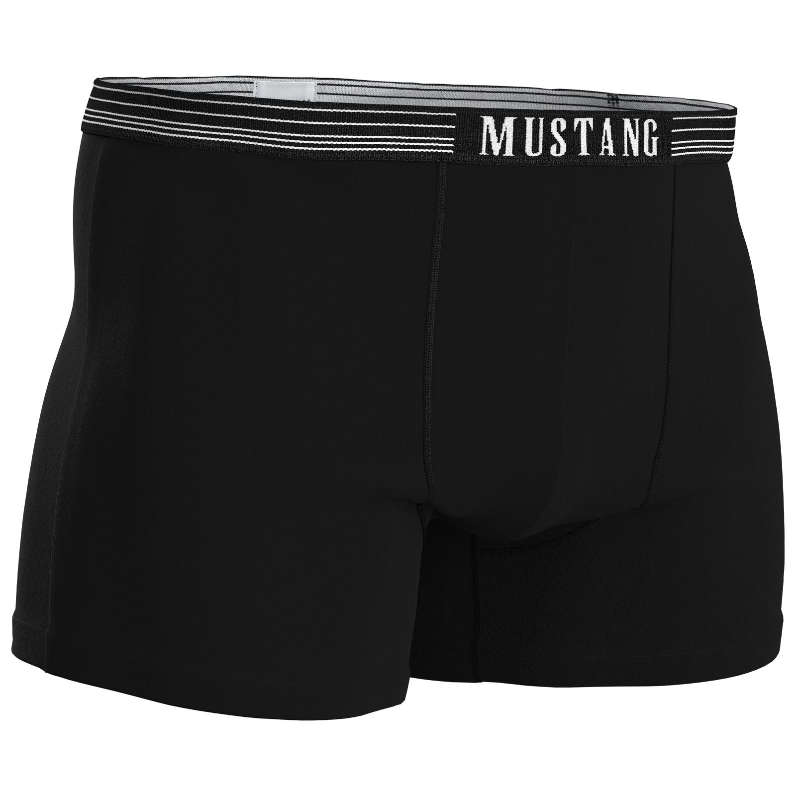 Herren Boxershorts schwarz von Mustang Retropants 3er-Pack Bund mit weißen Streifen