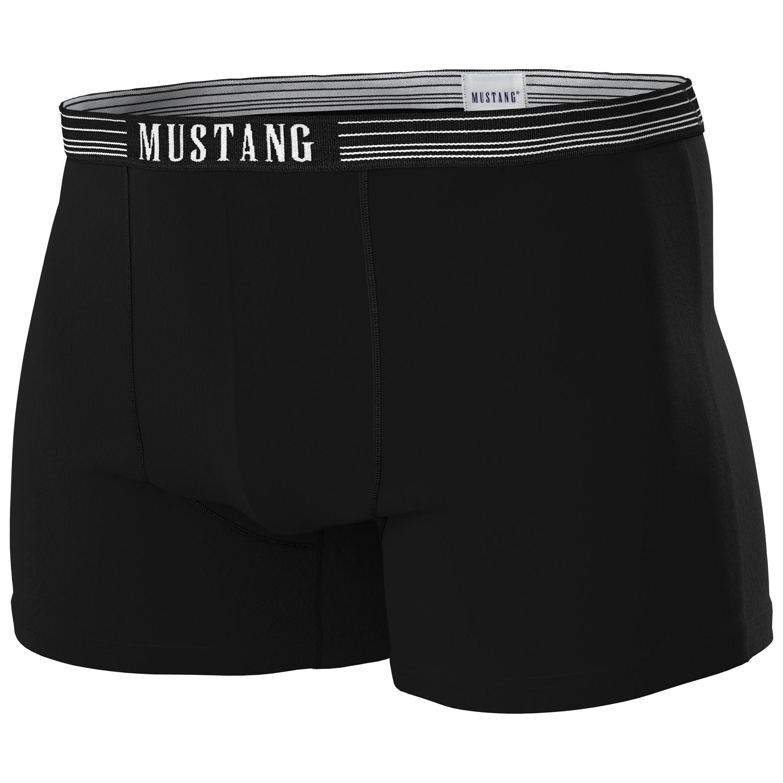 Herren Boxershorts schwarz von Mustang Retropants 3er-Pack Bund mit weißen Streifen