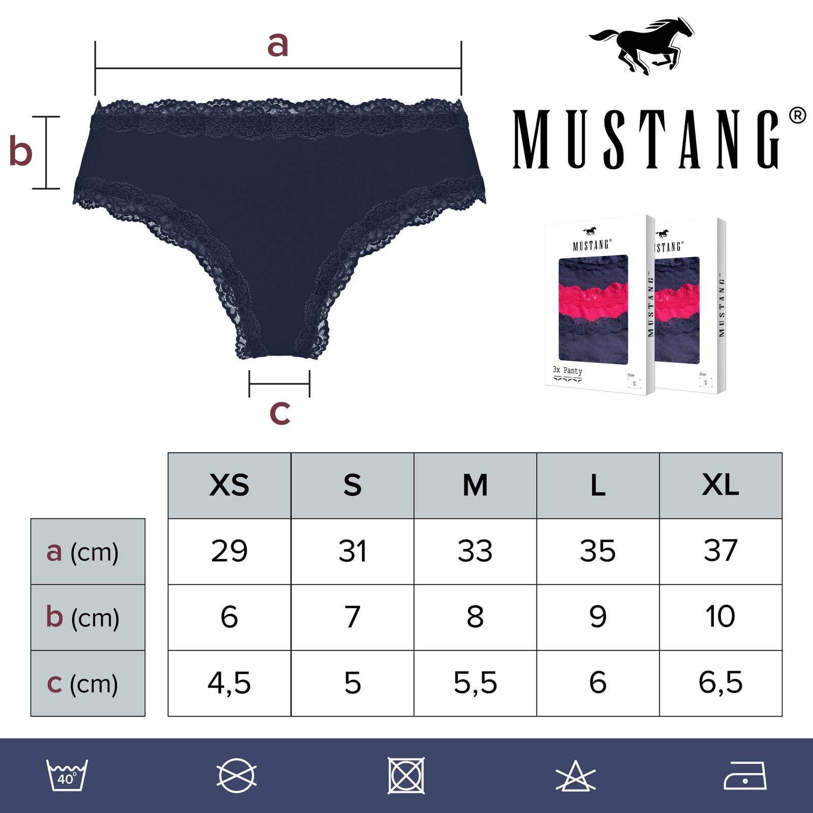 MUSTANG Panty Unterwäsche Unterhose Slip Baumwolle Modal Elasthan Damen 3er-Pack