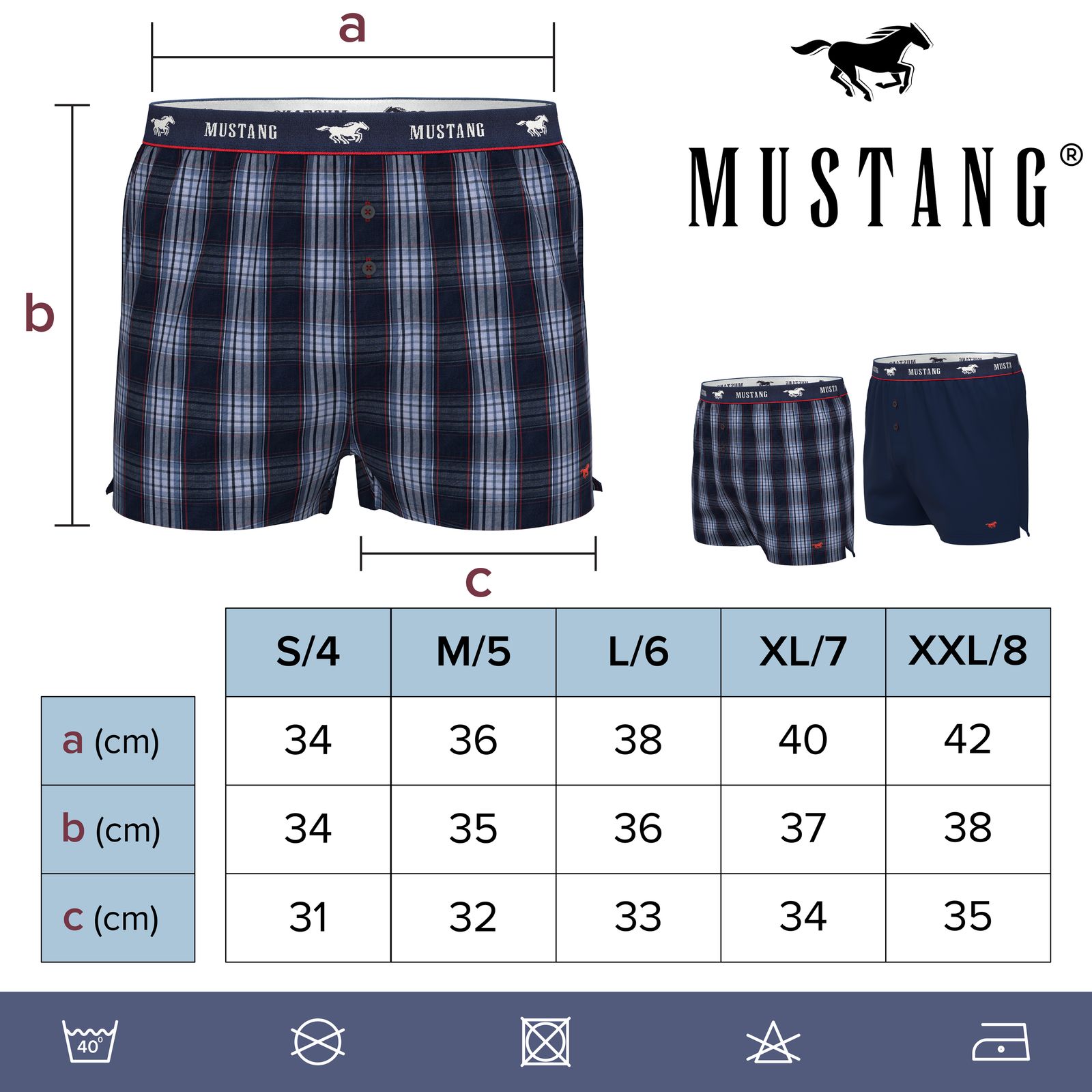 MUSTANG CHARLIE Herren Unterhose Boxershorts Unterwäsche Sport 2er Set