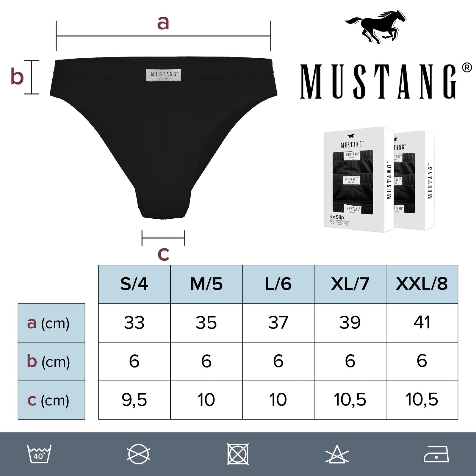 MUSTANG JULES Slips Herren Unterhose Unterwäsche 3er