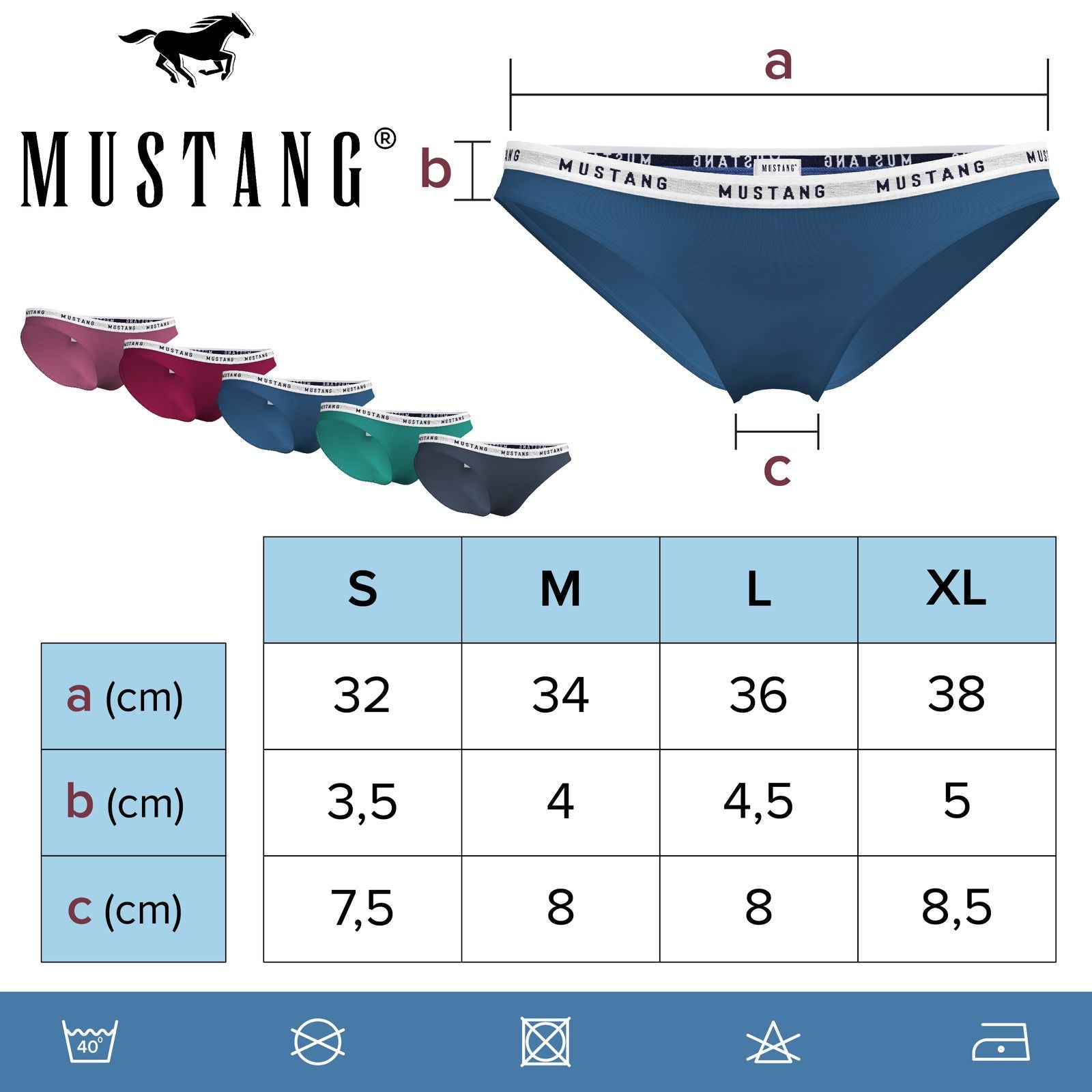 MUSTANG Klara Damen Slips Unterwäsche Baumwolle Modal Elasthan 5erPack
