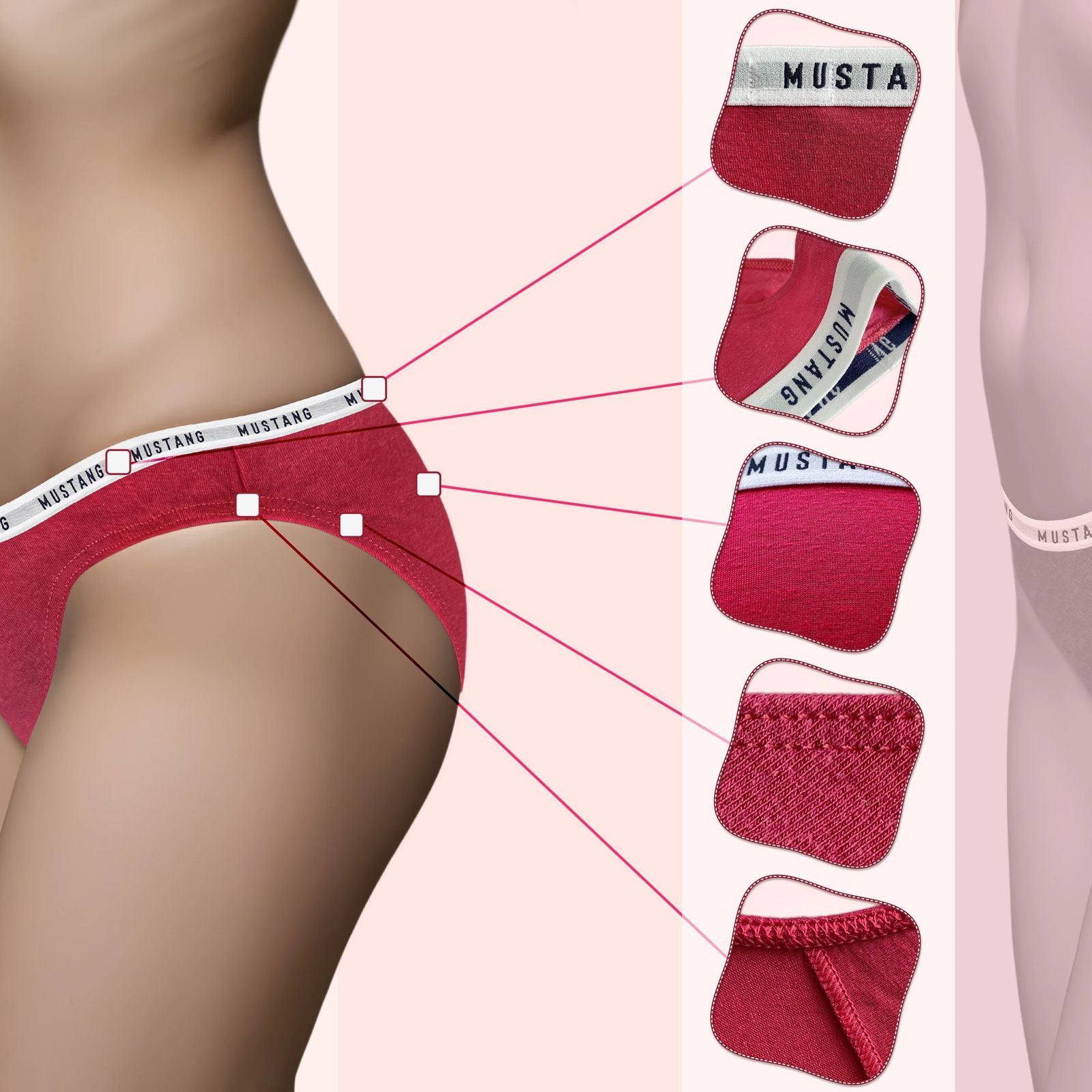 MUSTANG Klara Damen Slips Unterwäsche Baumwolle Modal Elasthan 5erPack