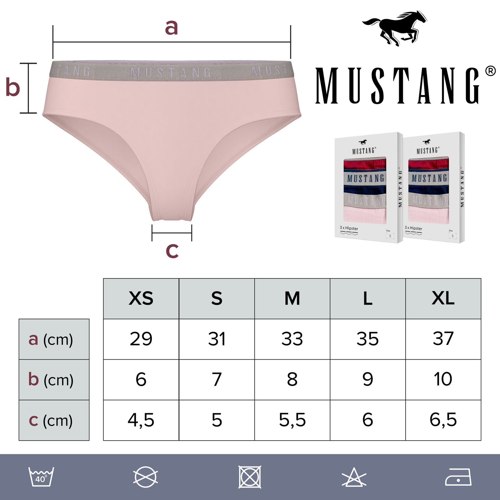 MUSTANG Tara Damen Hipster Unterhose Unterwäsche Baumwolle 3er Pack