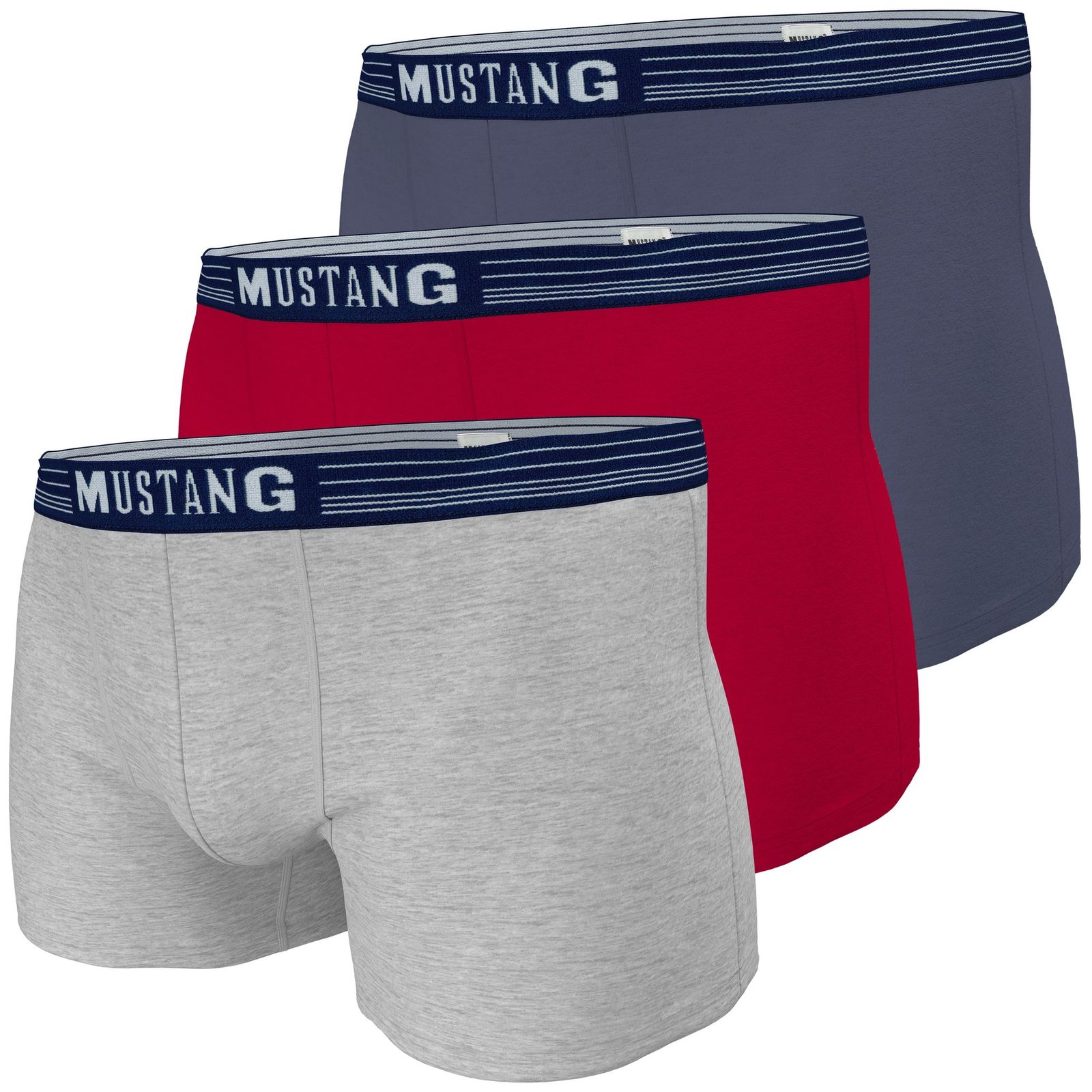 MUSTANG Retro-Pants Boxer Enge Passform Unterwäsche Baumwolle Elasthan Herren 3er Pack