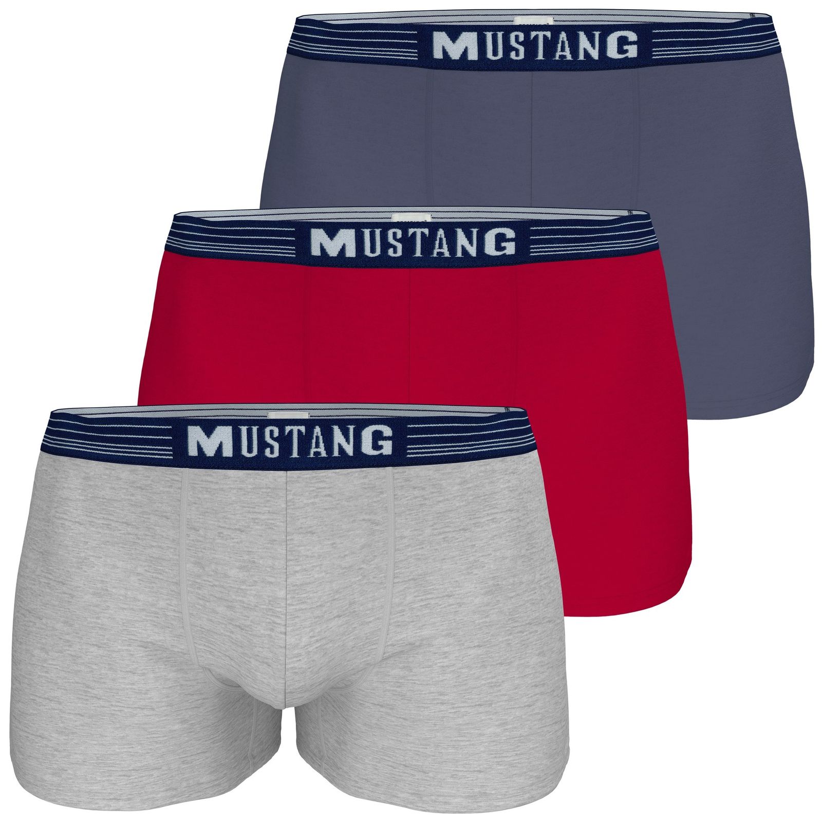MUSTANG Retro-Pants Boxer Enge Passform Unterwäsche Baumwolle Elasthan Herren 3er Pack