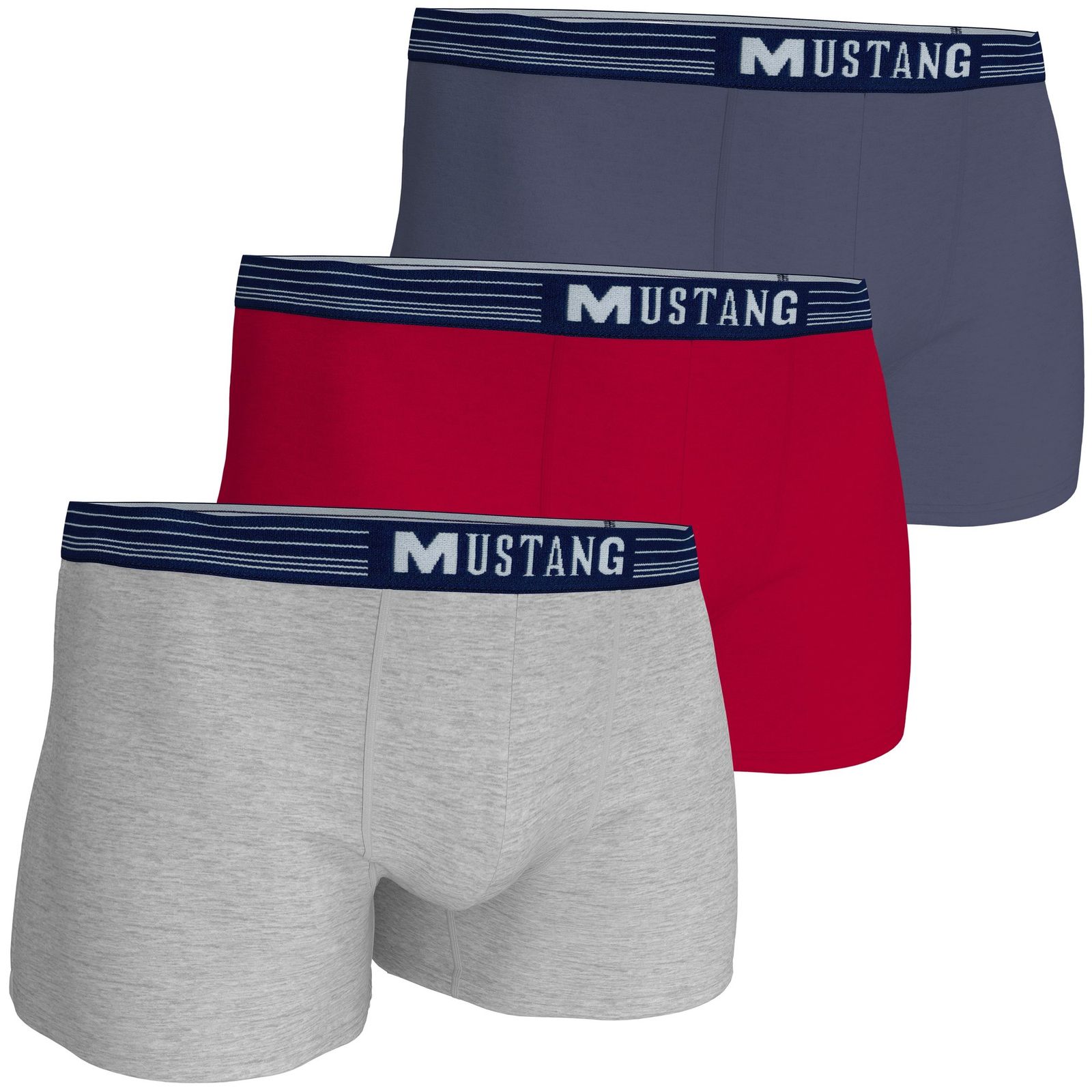 MUSTANG Retro-Pants Boxer Enge Passform Unterwäsche Baumwolle Elasthan Herren 3er Pack