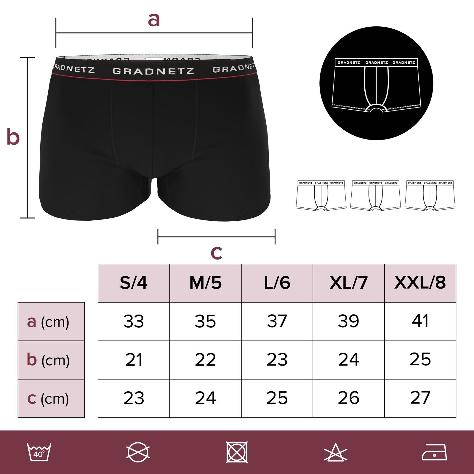 Herren Boxershorts Retropants Unterhosen von GRADNETZ 3er Pack OEKO-TEX® Standard 100