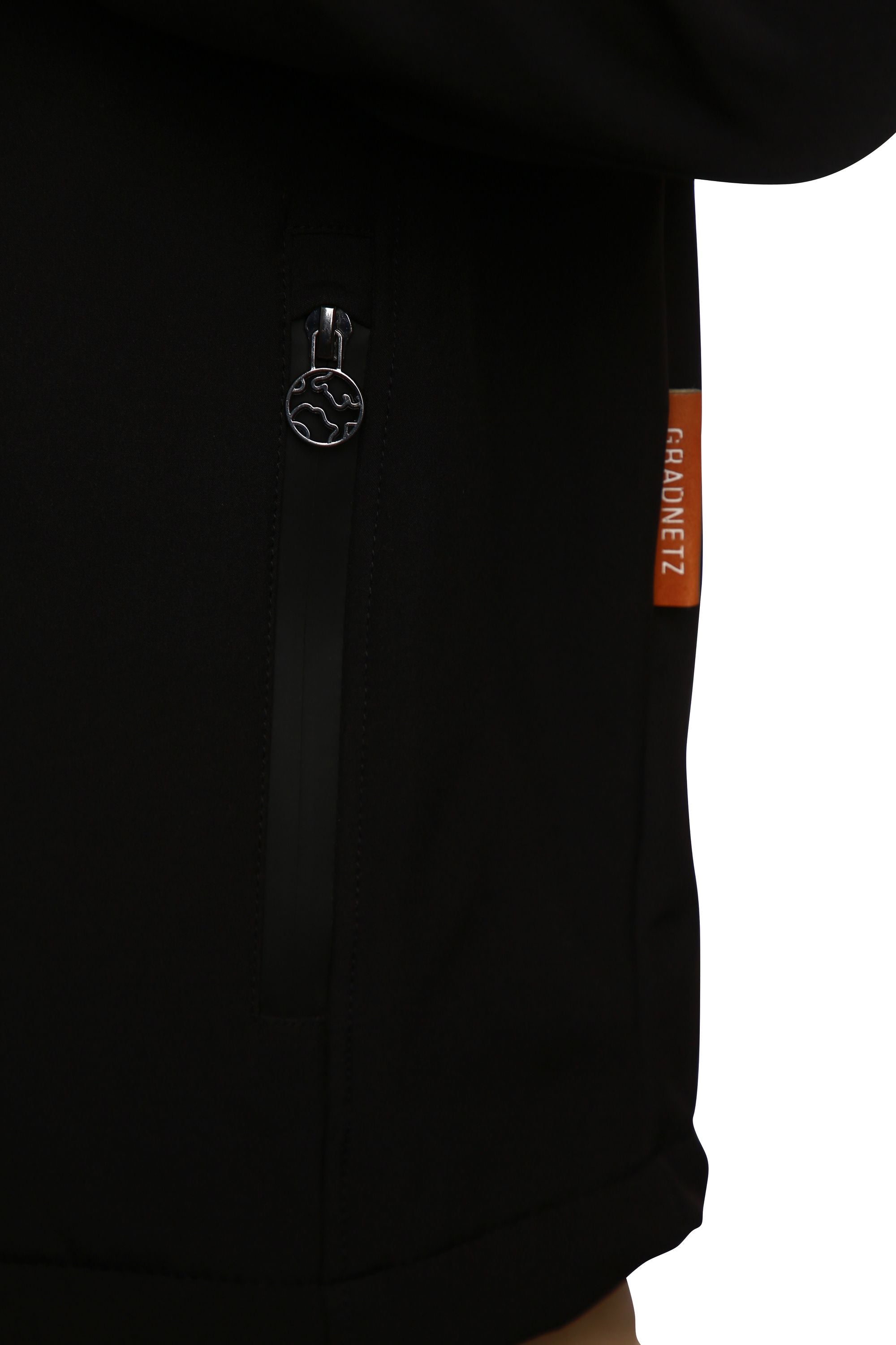 GRADNETZ atmungsaktive Outdoor Softshelljacke mit Kapuze schwarz