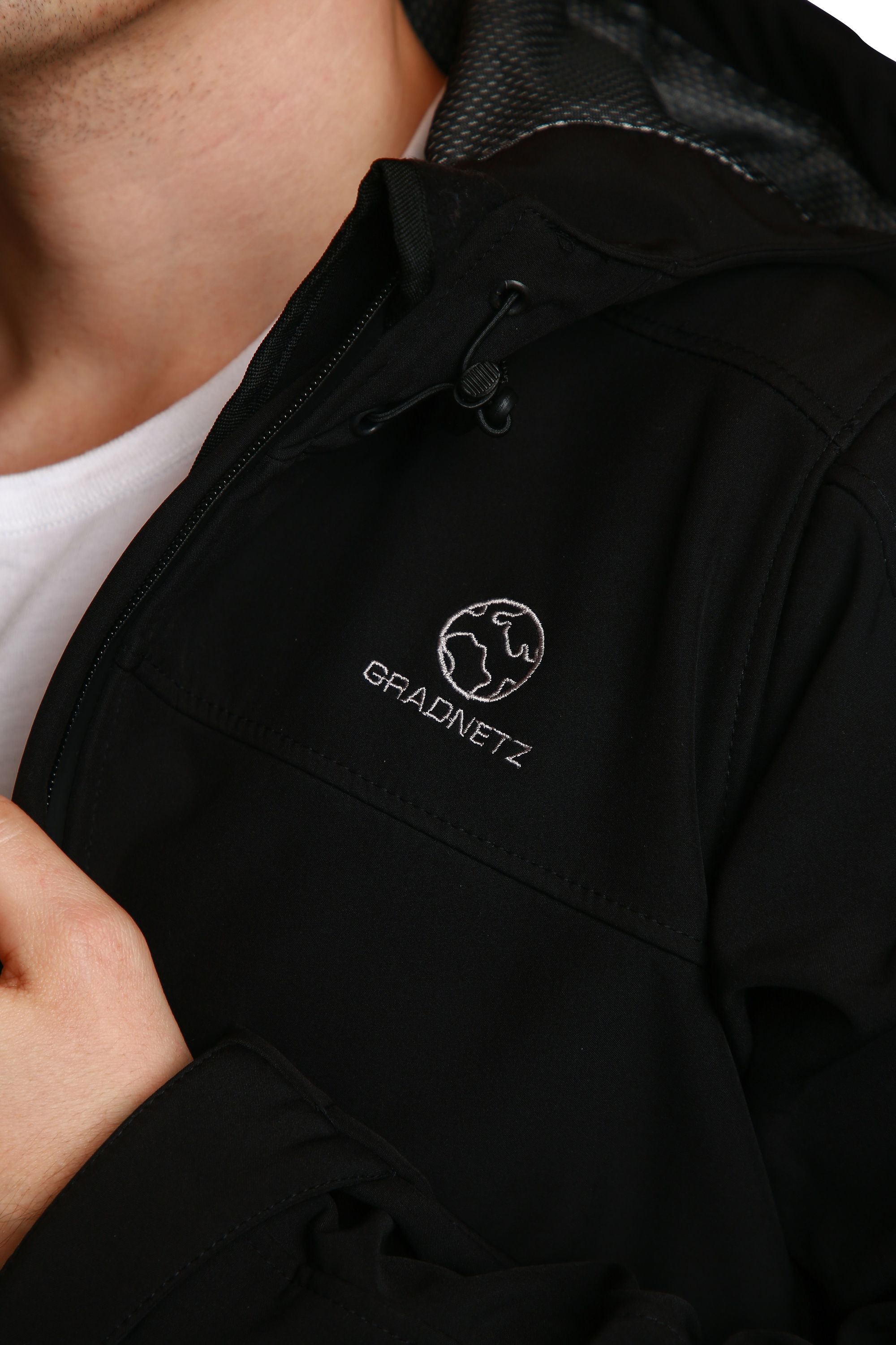 GRADNETZ atmungsaktive Outdoor Softshelljacke mit Kapuze schwarz
