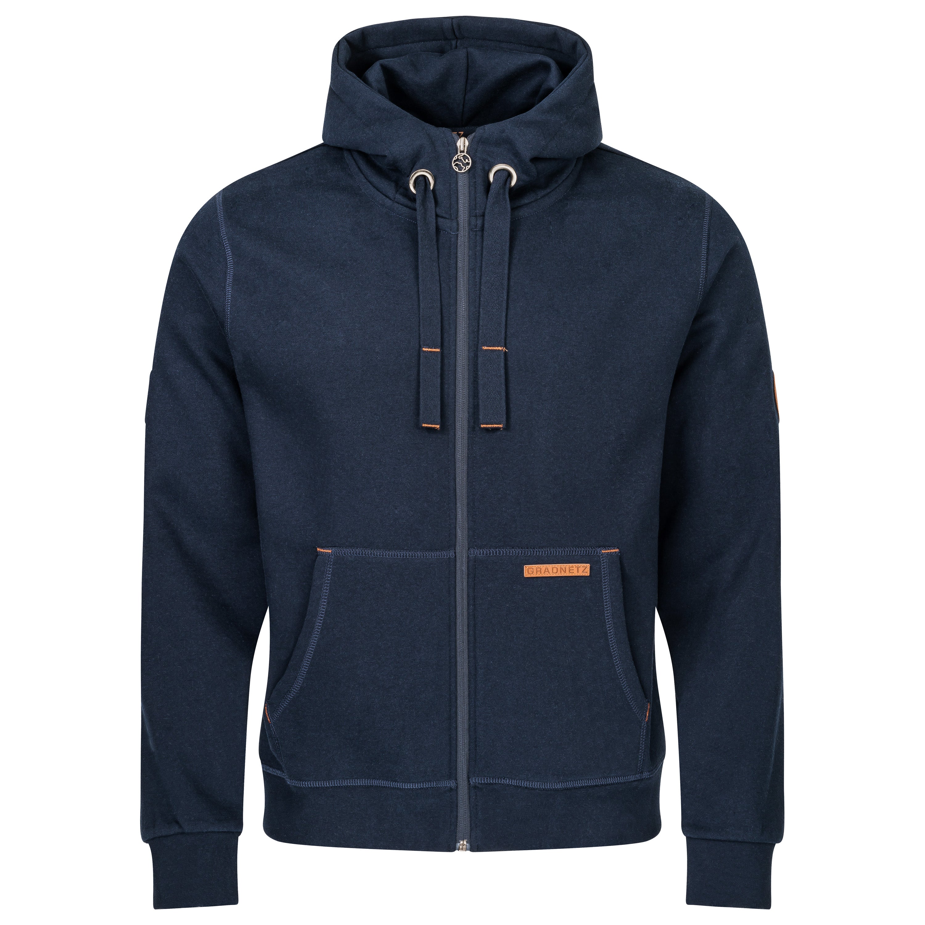 Gradnetz Herren Kapuzen Sweatjacke Zip Hoodie leather edition mit Bio Baumwolle