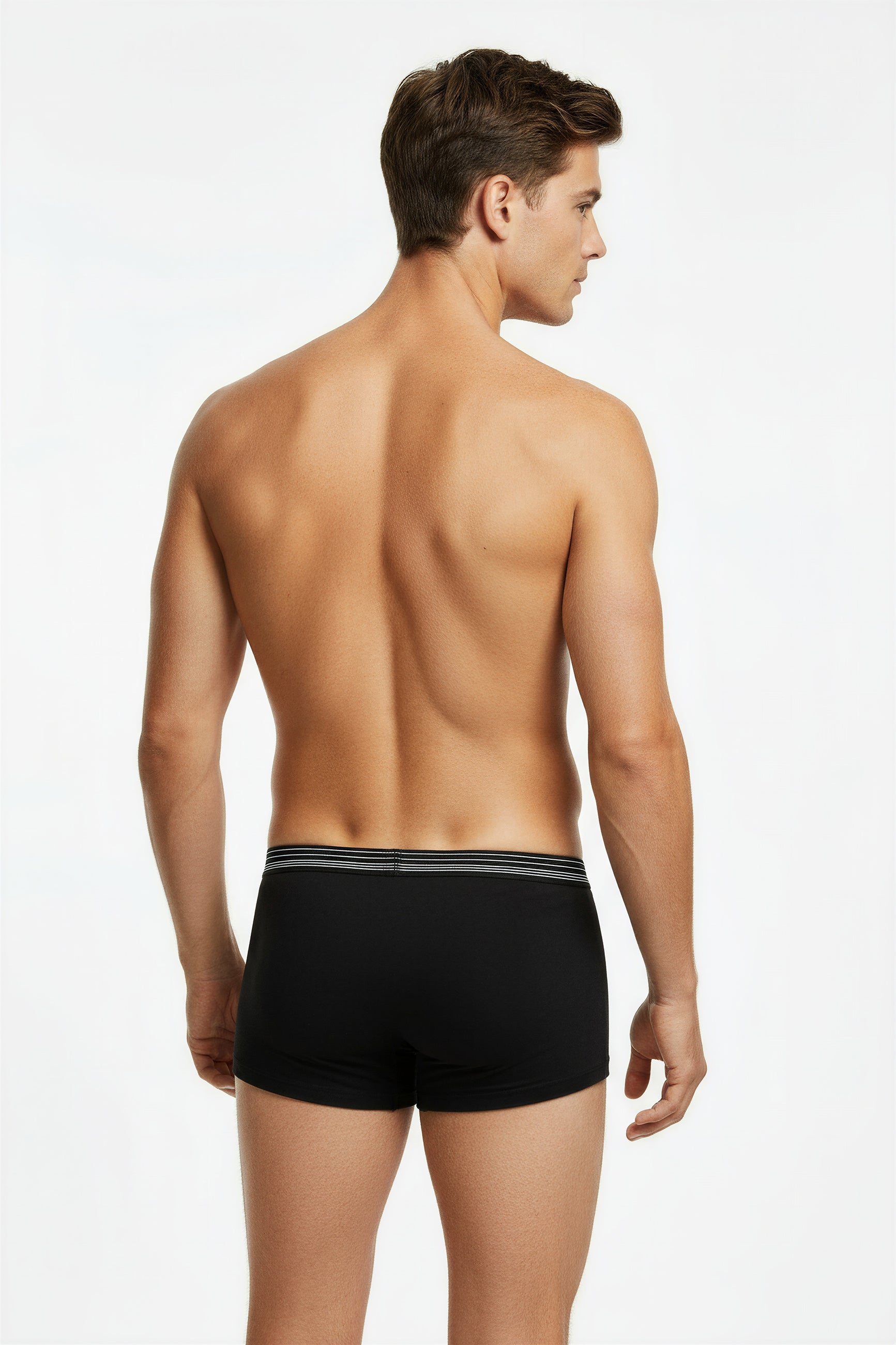 Herren Boxershorts schwarz von Mustang Retropants 3er-Pack Bund mit weißen Streifen