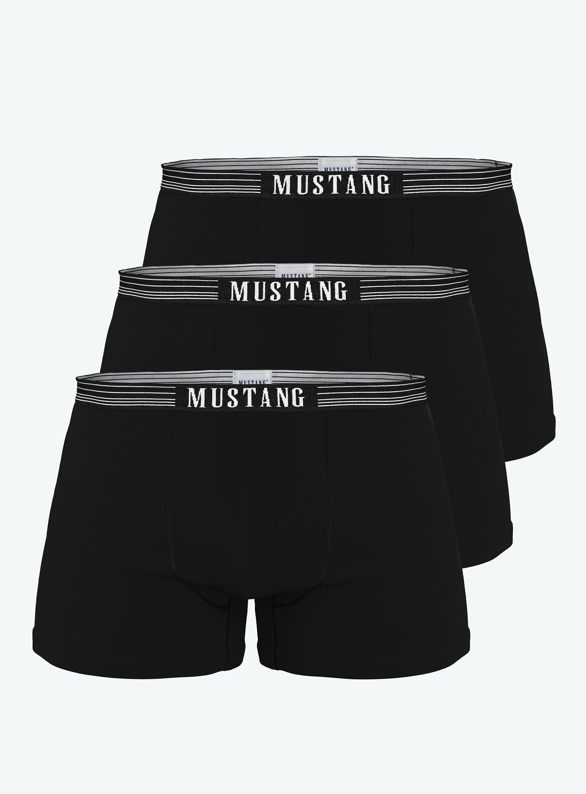 Herren Boxershorts schwarz von Mustang Retropants 3er-Pack Bund mit weißen Streifen