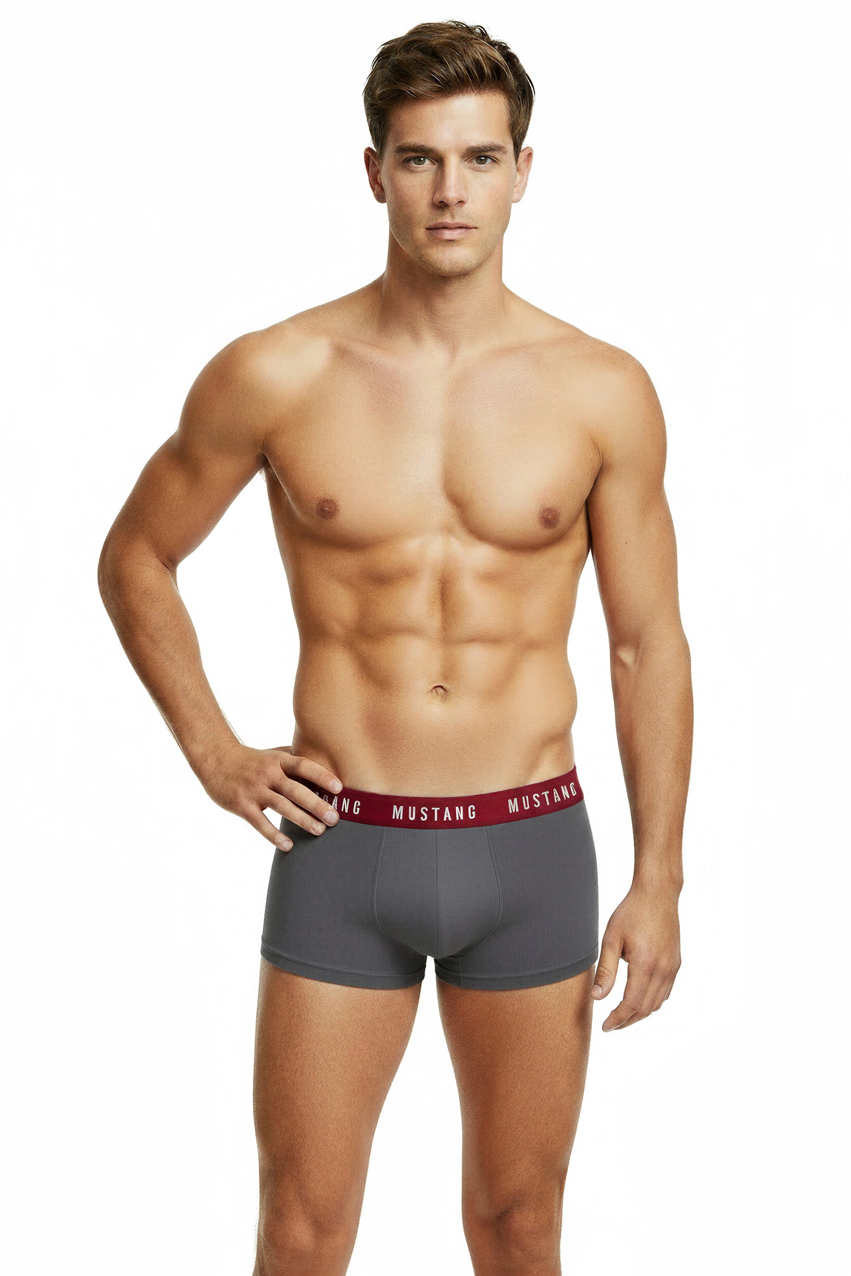 Herren Boxershorts von Mustang Retropants 3er-Pack Schwarz/Letterprint/Anthrazit