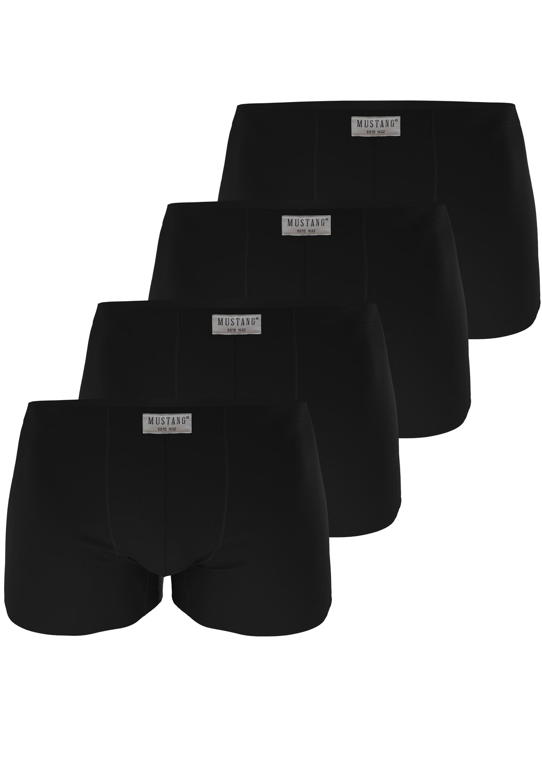 Herren Boxershorts schwarz von Mustang Retropants im 4er Vorteilspack