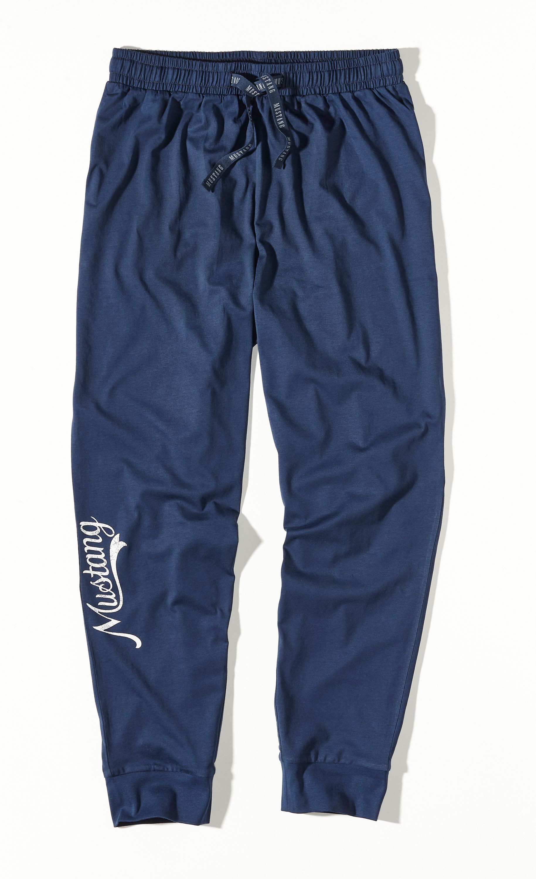 MUSTANG Herren Pyjama Set grey melange / navy - T-Shirt / lange Hose - Schlafanzug - Nachtwäsche - OEKO TEX STANDARD 100