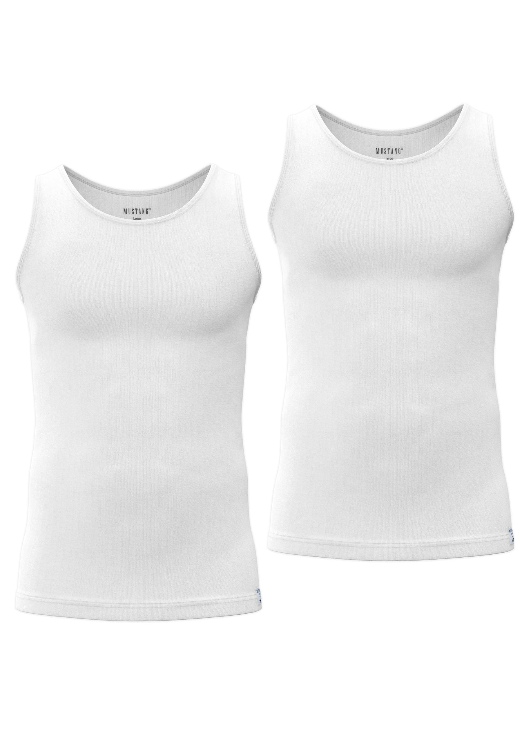 MUSTANG Worker Rib Shirt Hemd Unterhemd Achselshirt Doppelripp Herren 2er