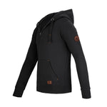 O'Poppy Jogginganzug Herren 2-teilig mit Lederpatches und Kapuze schwarz