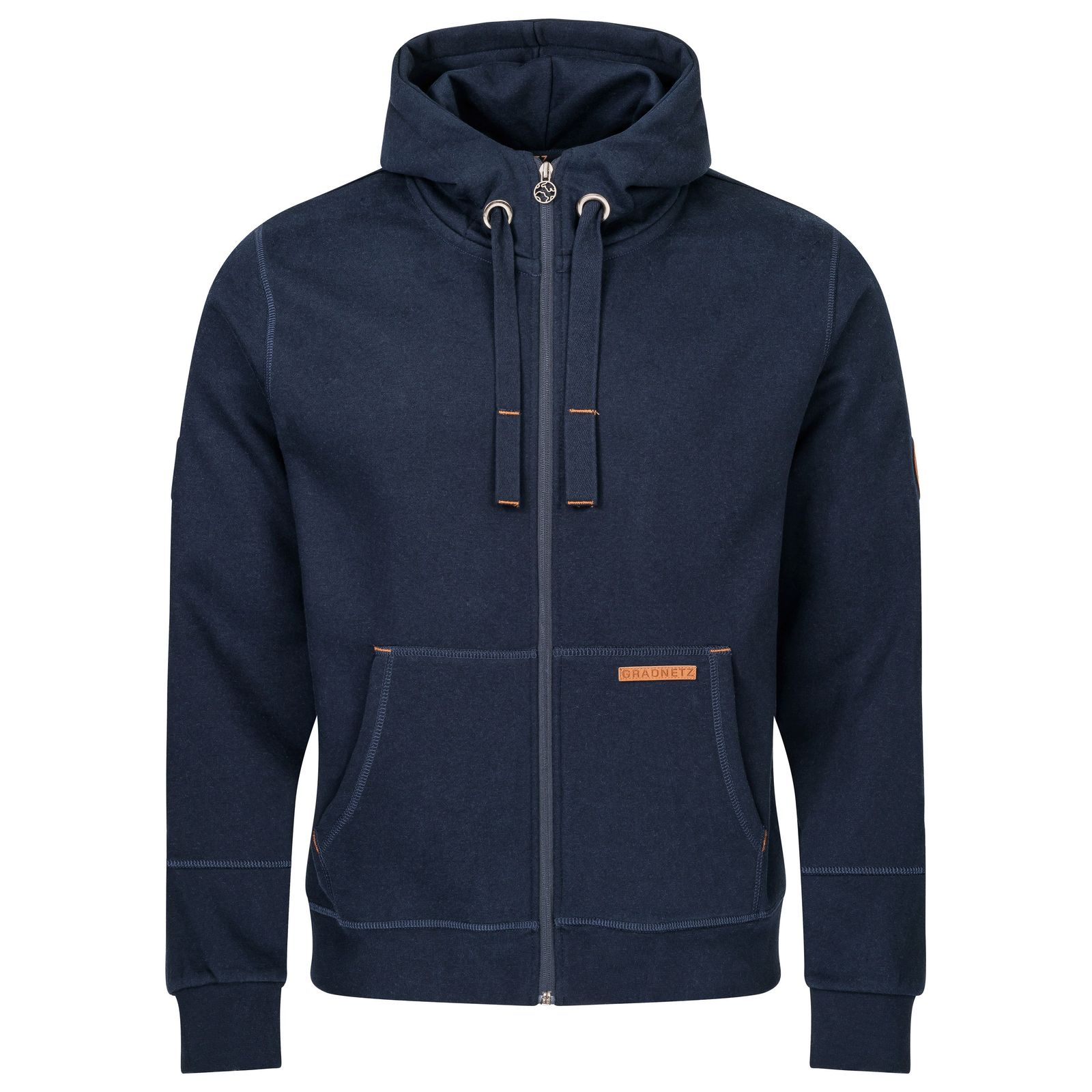 Gradnetz Herren Kapuzen Sweatjacke Zip Hoodie leather edition mit Bio Baumwolle