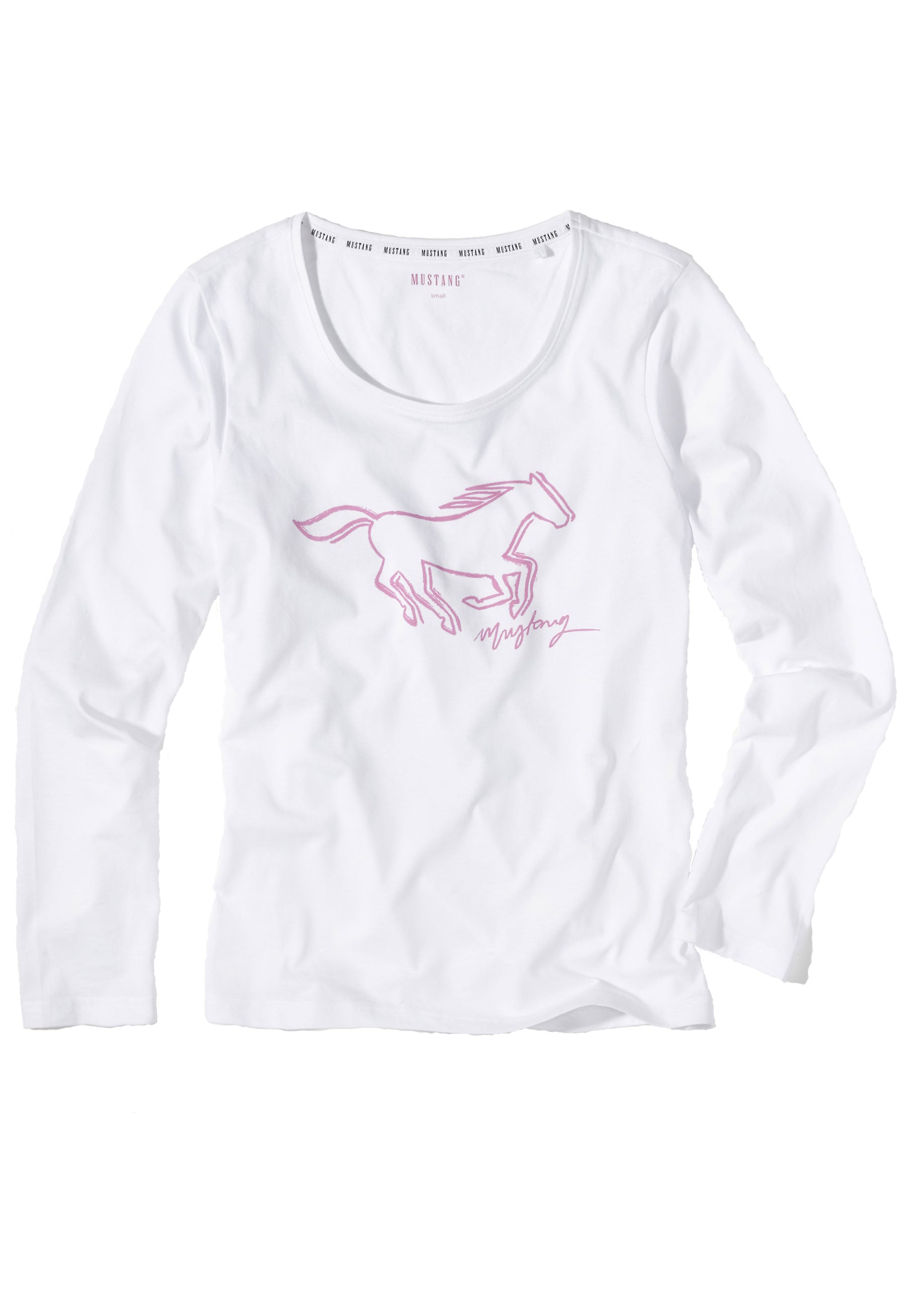 Ladies Pyjama Schlafanzug Set JIL von MUSTANG - weiß/rosa - langarm / lange Hose - OEKO TEX STANDARD 100