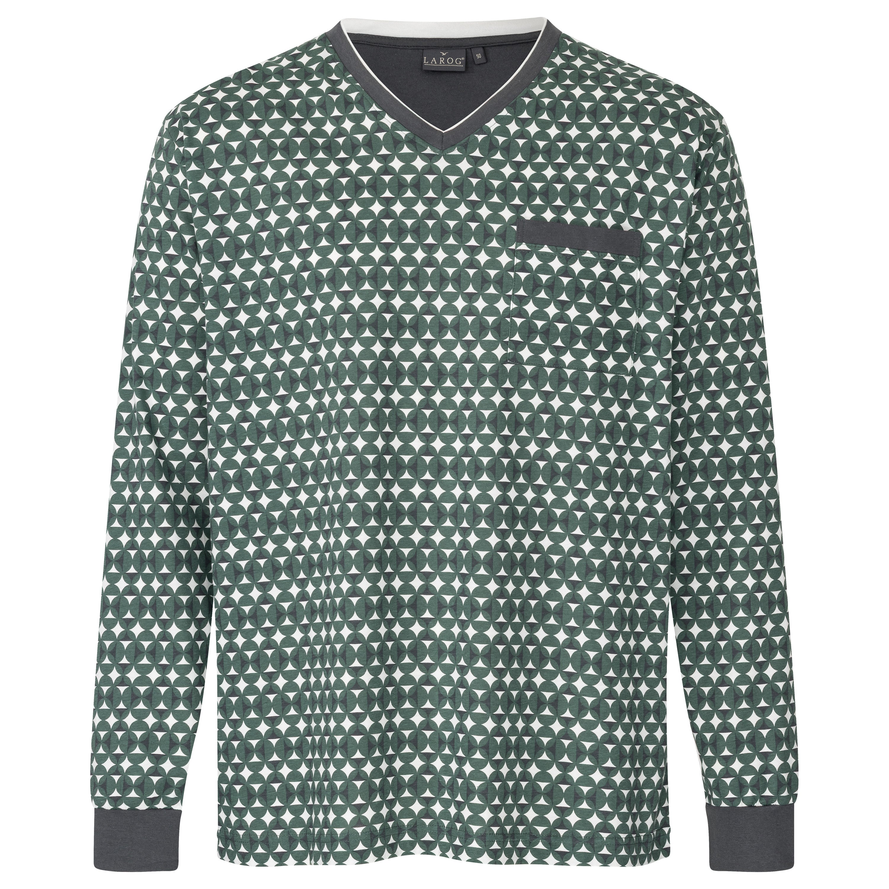 Schlafanzug - Pyjama mit V-Ausschnitt und Bündchen - OEKO-TEX STANDARD 100 Nachtwäsche für Herren von LAROG