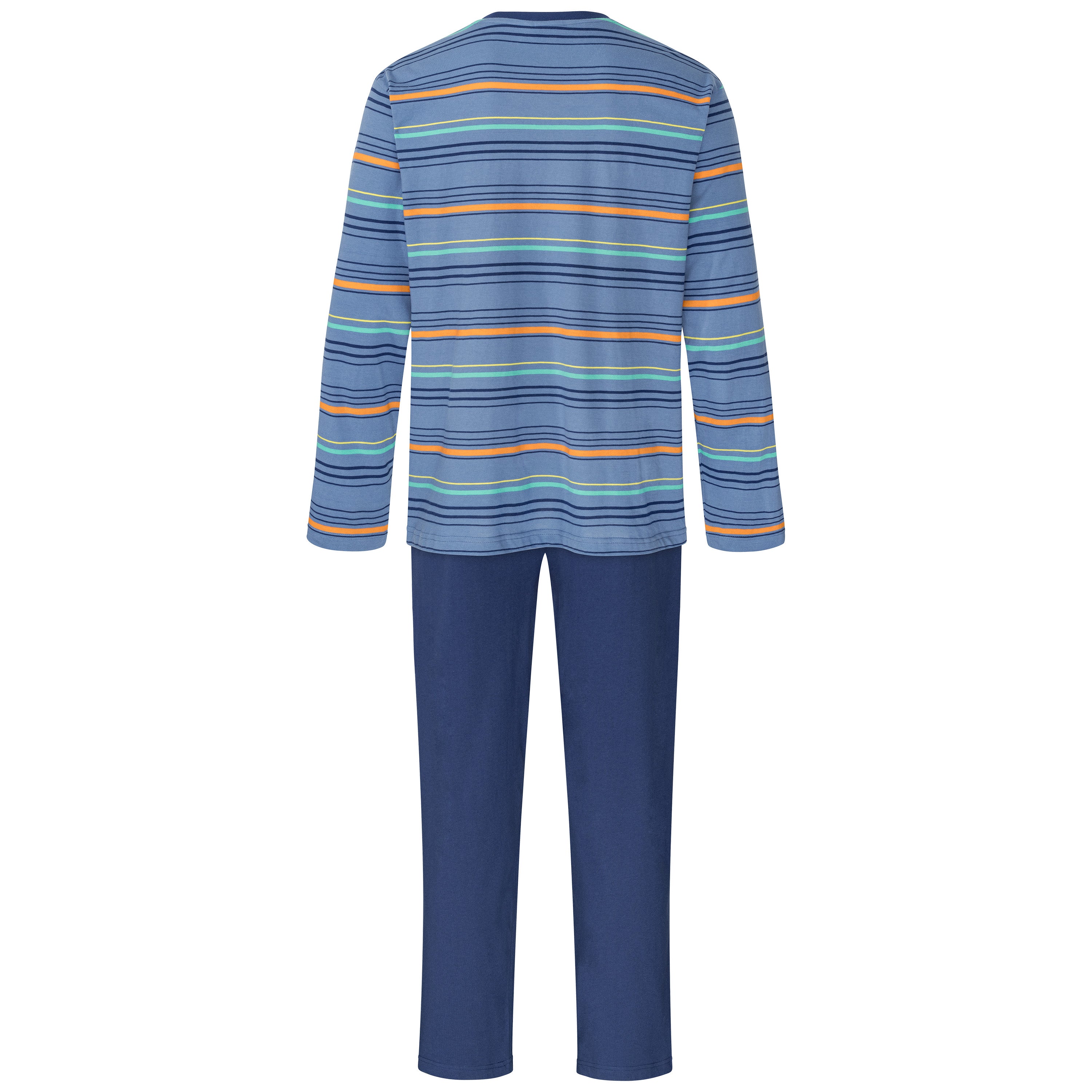 Schlafanzug - Pyjama V-Ausschnitt, Brusttasche und ohne Bündchen - OEKO-TEX STANDARD 100 / BCI-Cotton Nachtwäsche für Herren von LAROG