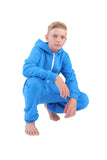 O'Poppy Kinder Jumpsuits Jungen Mädchen mit Zwergen Kapuze blau