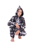 O'Poppy Kinder Jumpsuits Jungen Mädchen mit Zwergen Kapuze camo urban grey