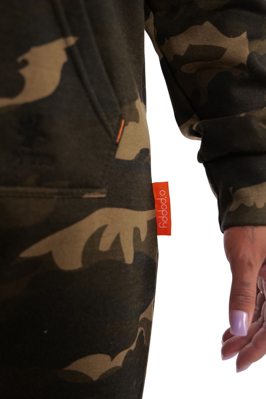 O'Poppy Jumpsuit Damen mit spitzer Kapuze camo olive