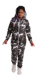 O'Poppy Jumpsuit Damen mit spitzer Kapuze camo urban grey