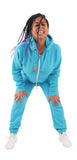 O'Poppy Jumpsuit Damen mit spitzer Kapuze türkis