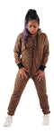 O'Poppy Jumpsuit Damen mit spitzer Kapuze leopard