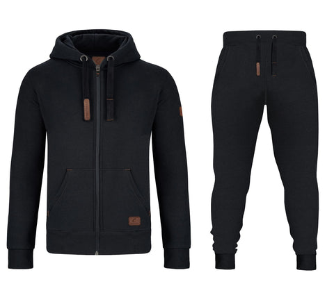 GYMAMBA Jogginganzug Patches Herren 2-teilig mit Kapuze schwarz
