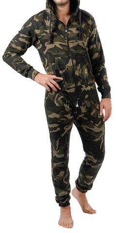 O'Poppy Jumpsuit Herren mit spitzer Kapuze camo olive