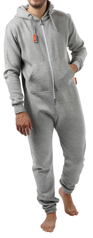 O'Poppy Jumpsuit Herren mit spitzer Kapuze hellgrau