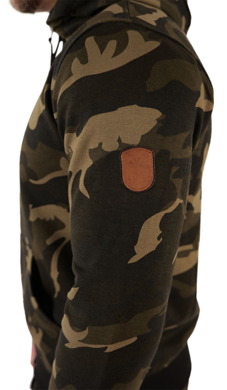 O'Poppy Jogginganzug Herren 2-teilig mit Lederpatches und Kapuze camo olive