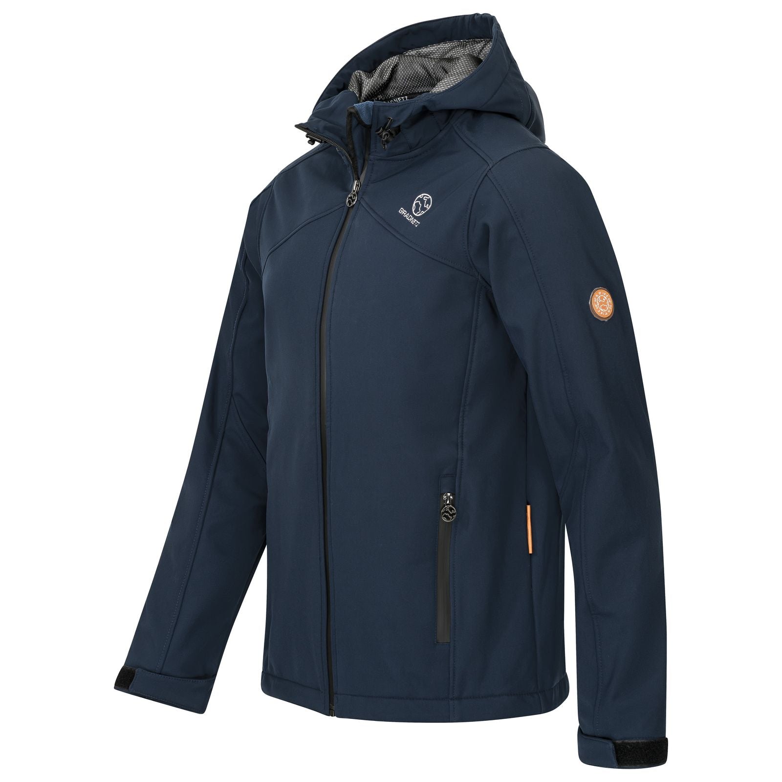 GRADNETZ atmungsaktive Outdoor Softshelljacke mit Kapuze dunkelblau