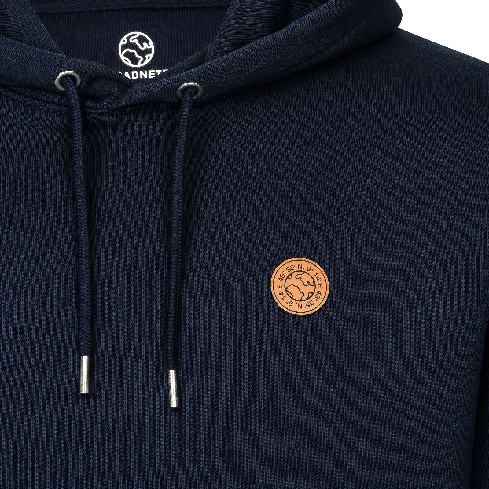 Hoodie unisex mit Kapuze und Lederpatch aus Biobaumwolle nachhaltig & fair der Marke GRADNETZ